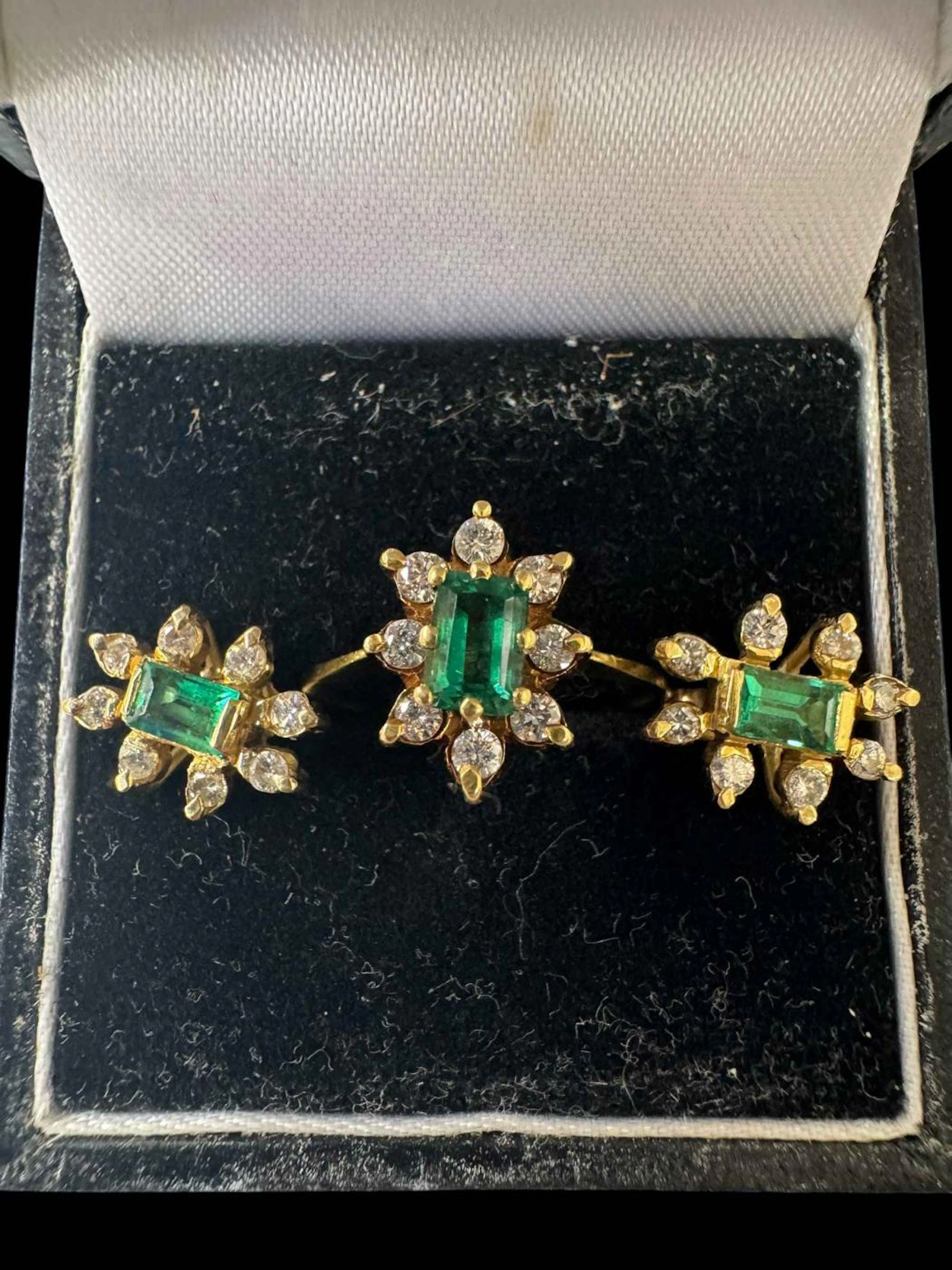 Emerald and diamond 18 carat gold cluster ring, size L, and gold