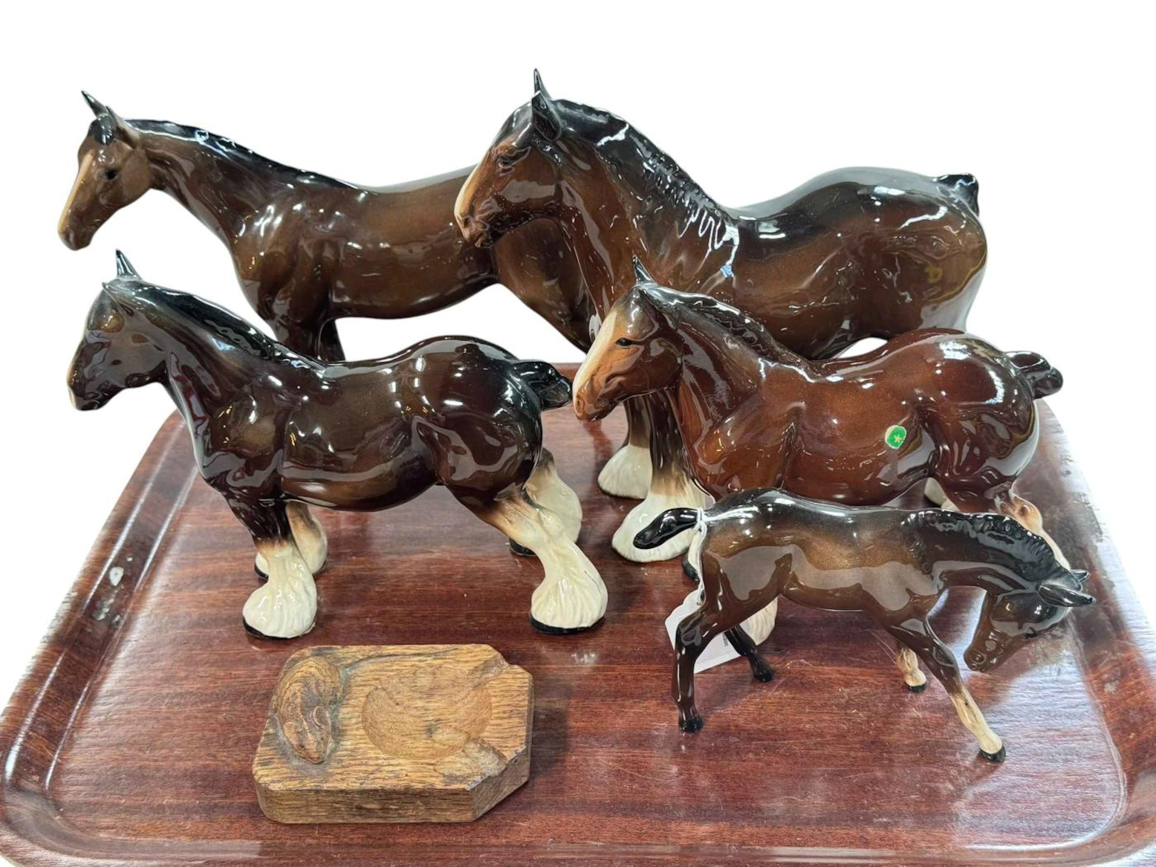 Robert Thompson of Kilburn 'Mouseman' ashtray, together with four