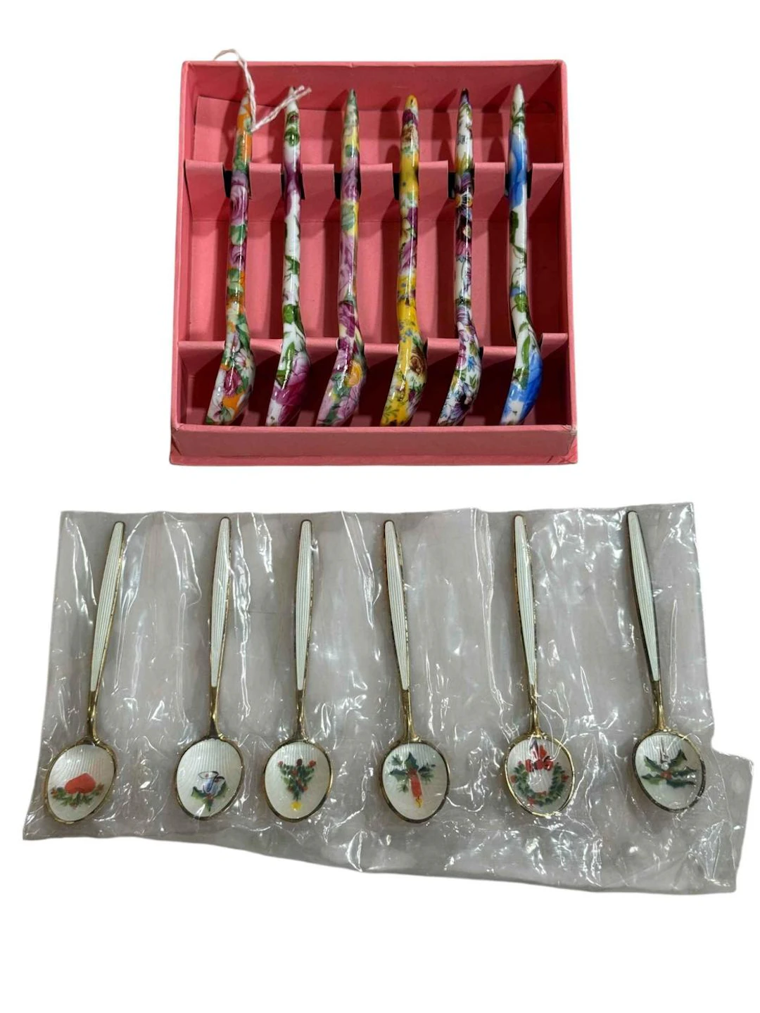 Set of six sterling silver David Anderson Norway enamel decorated