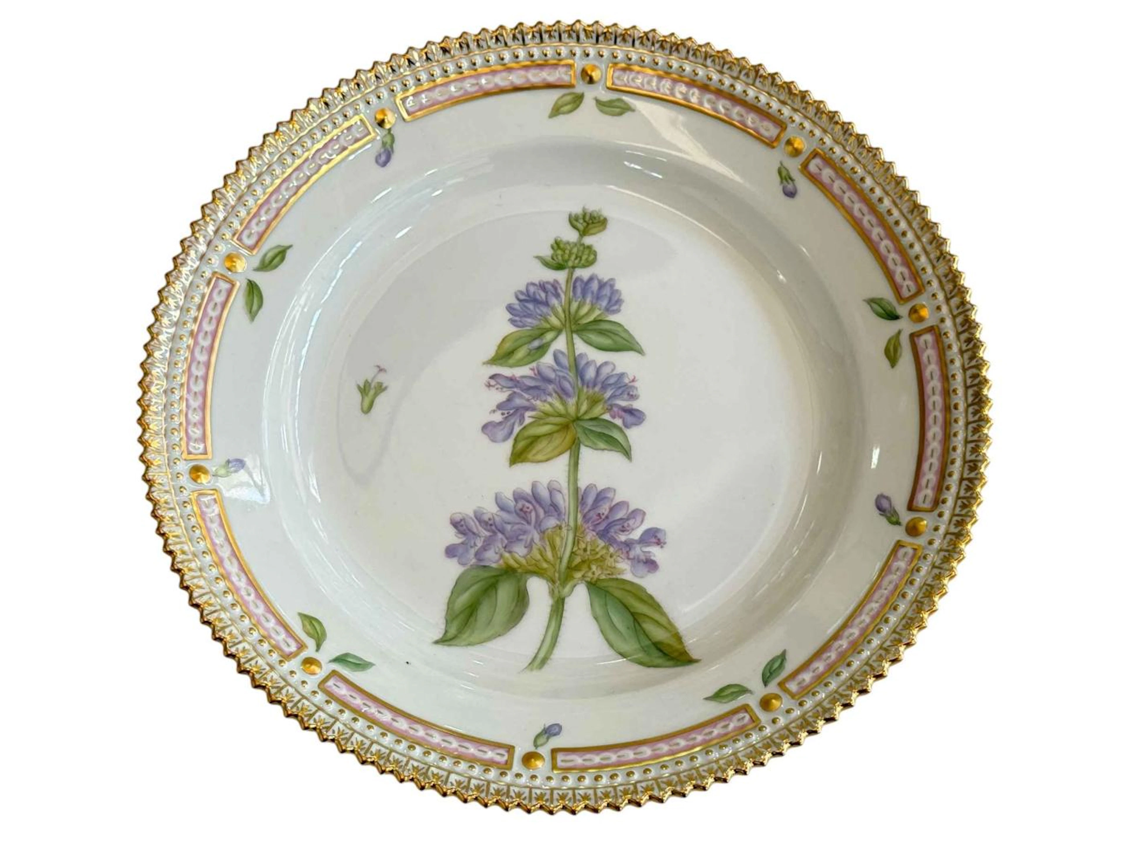 Royal Copenhagen Flora Danica plate painted with botanical specimen
