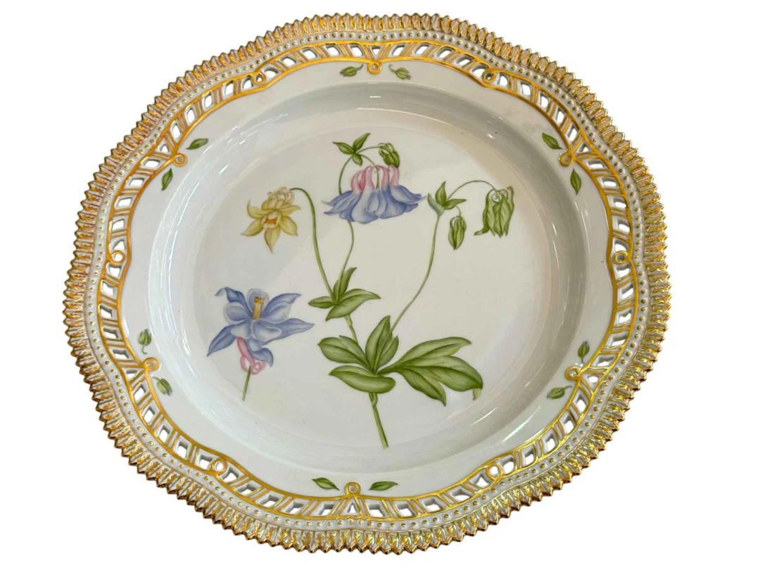 Royal Copenhagen Flora Danica plate painted with botanical specimen