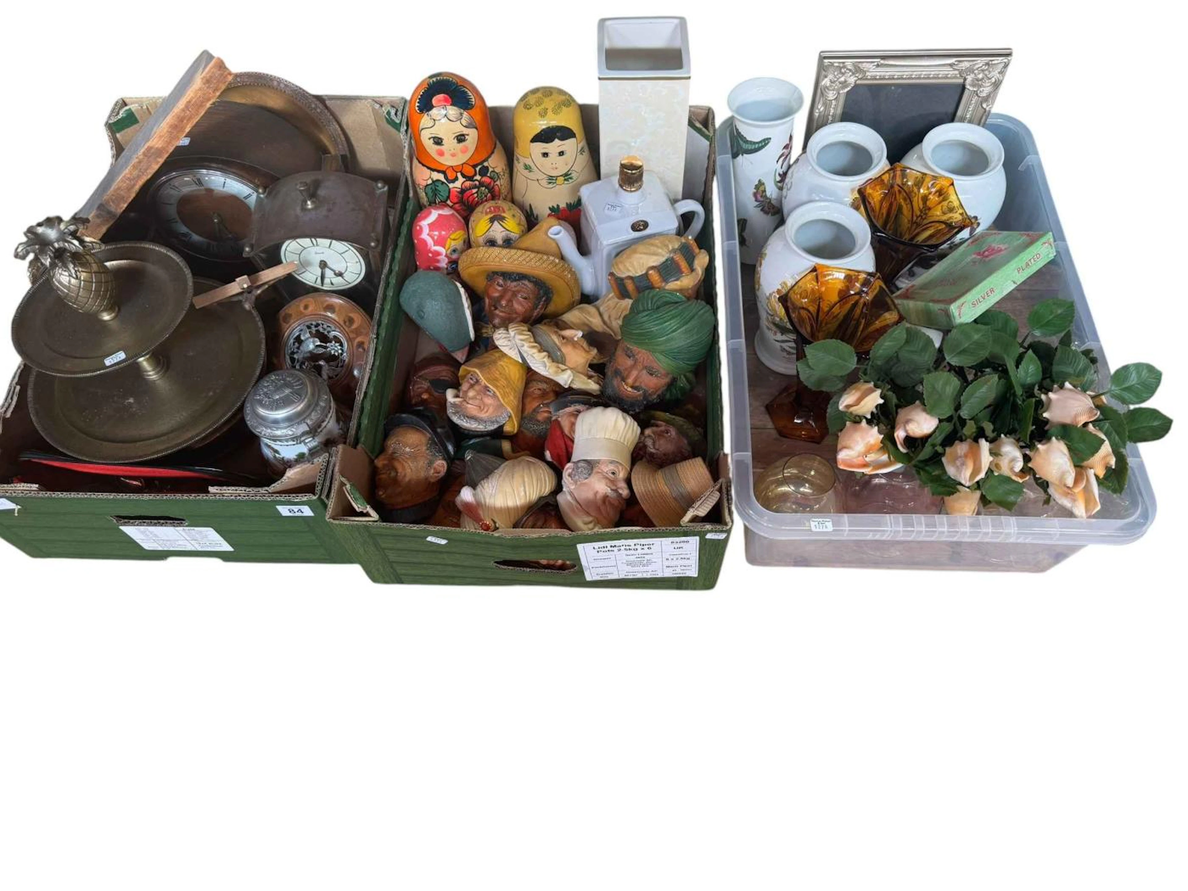Collection of assorted china, glass and metalwares, wooden items and