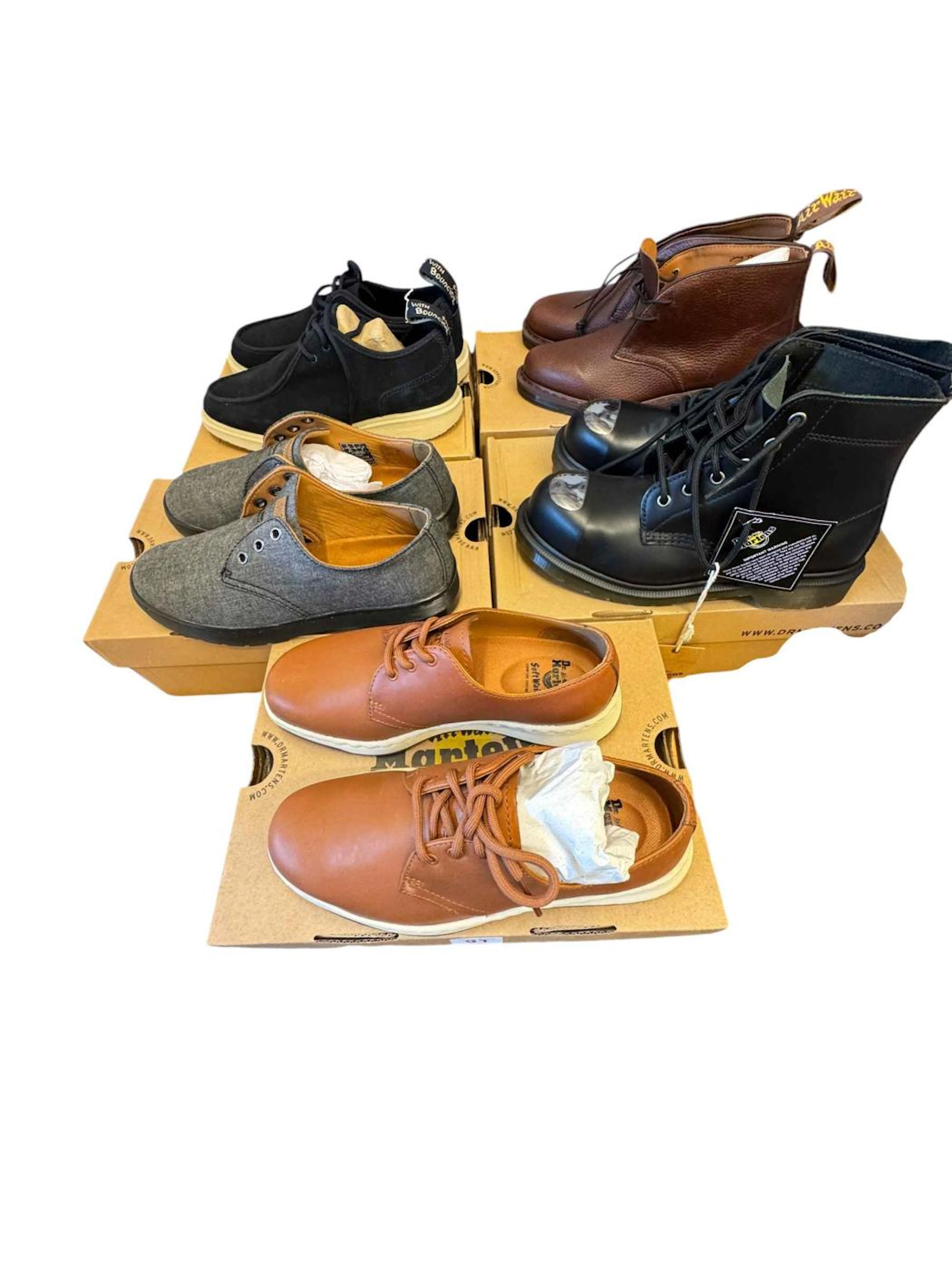 Five pairs of Dr Martens shoes and boots, size 5 & 6.