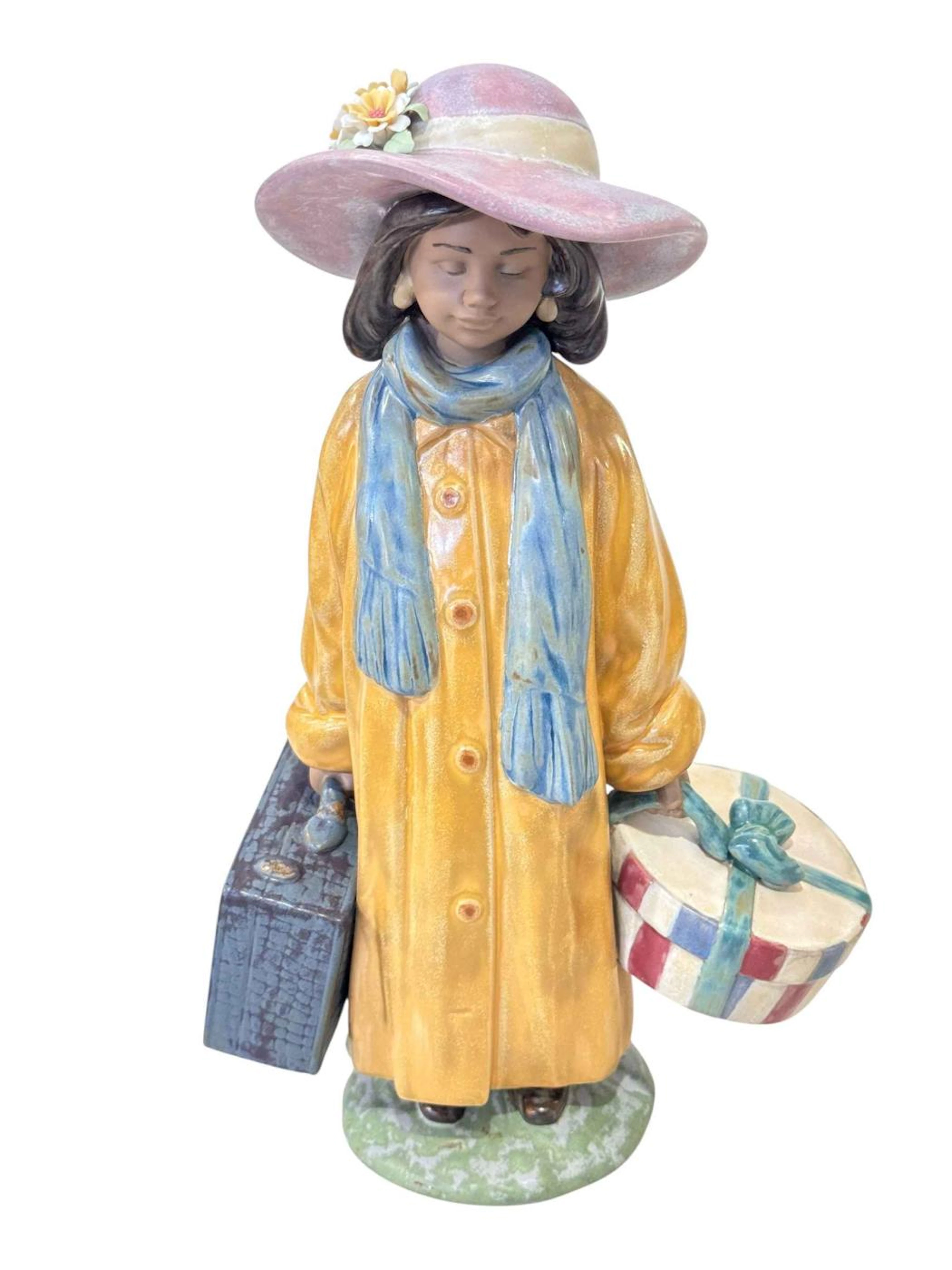 Pair of Lladro Gres Stoneware figures, Ready to Go and Time to Go