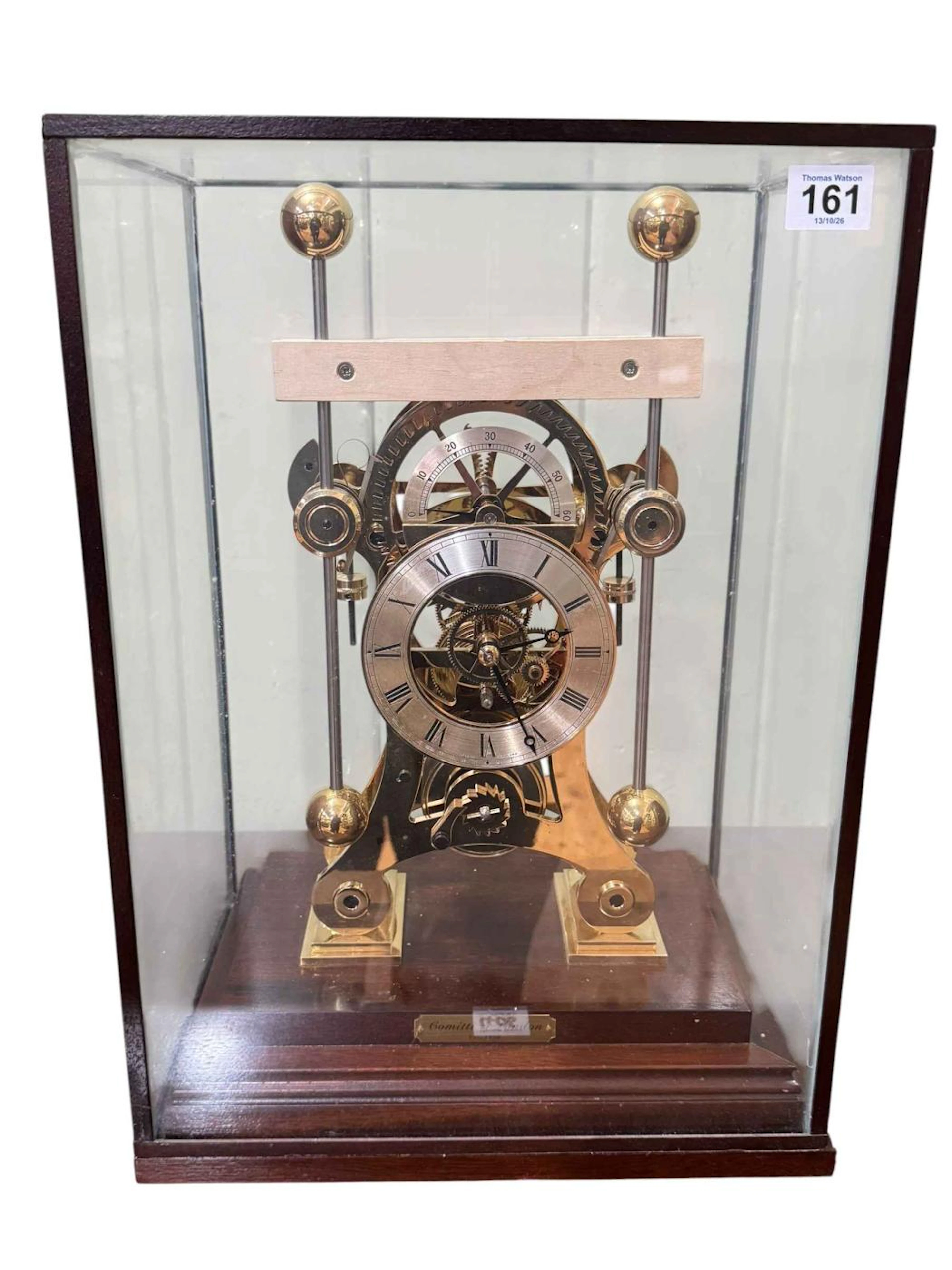 Comitti of London 'The Grasshopper Clock' with fusee movement in case