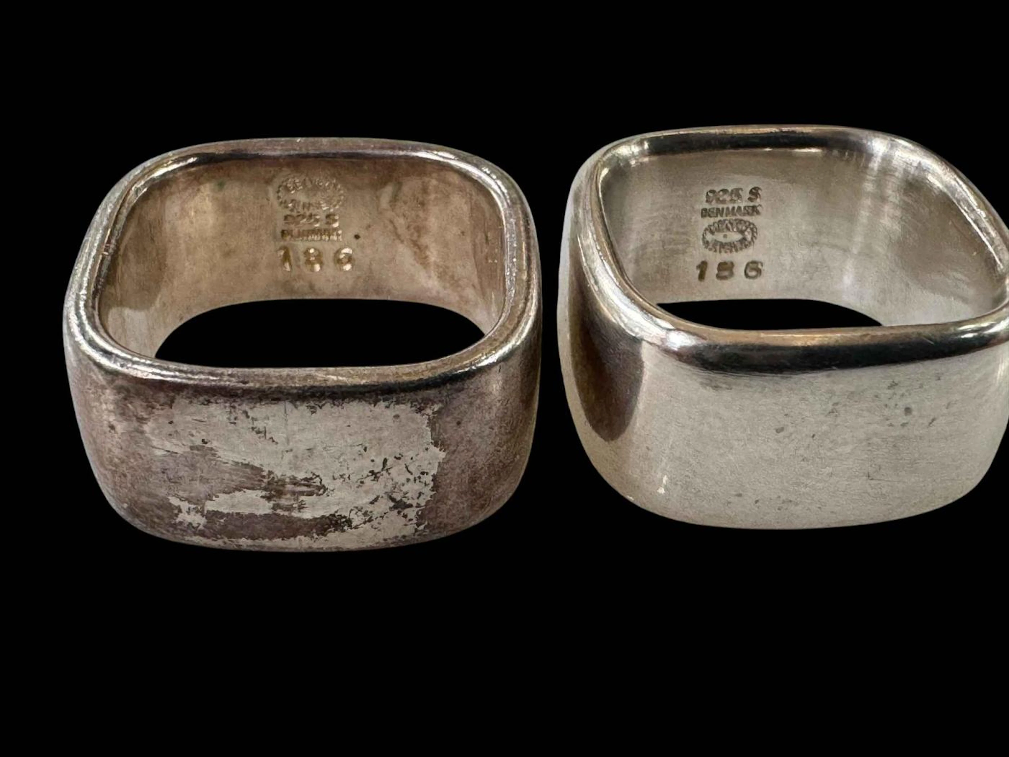 Two Georg Jensen silver Kim Naver modernist rings, number 186.
