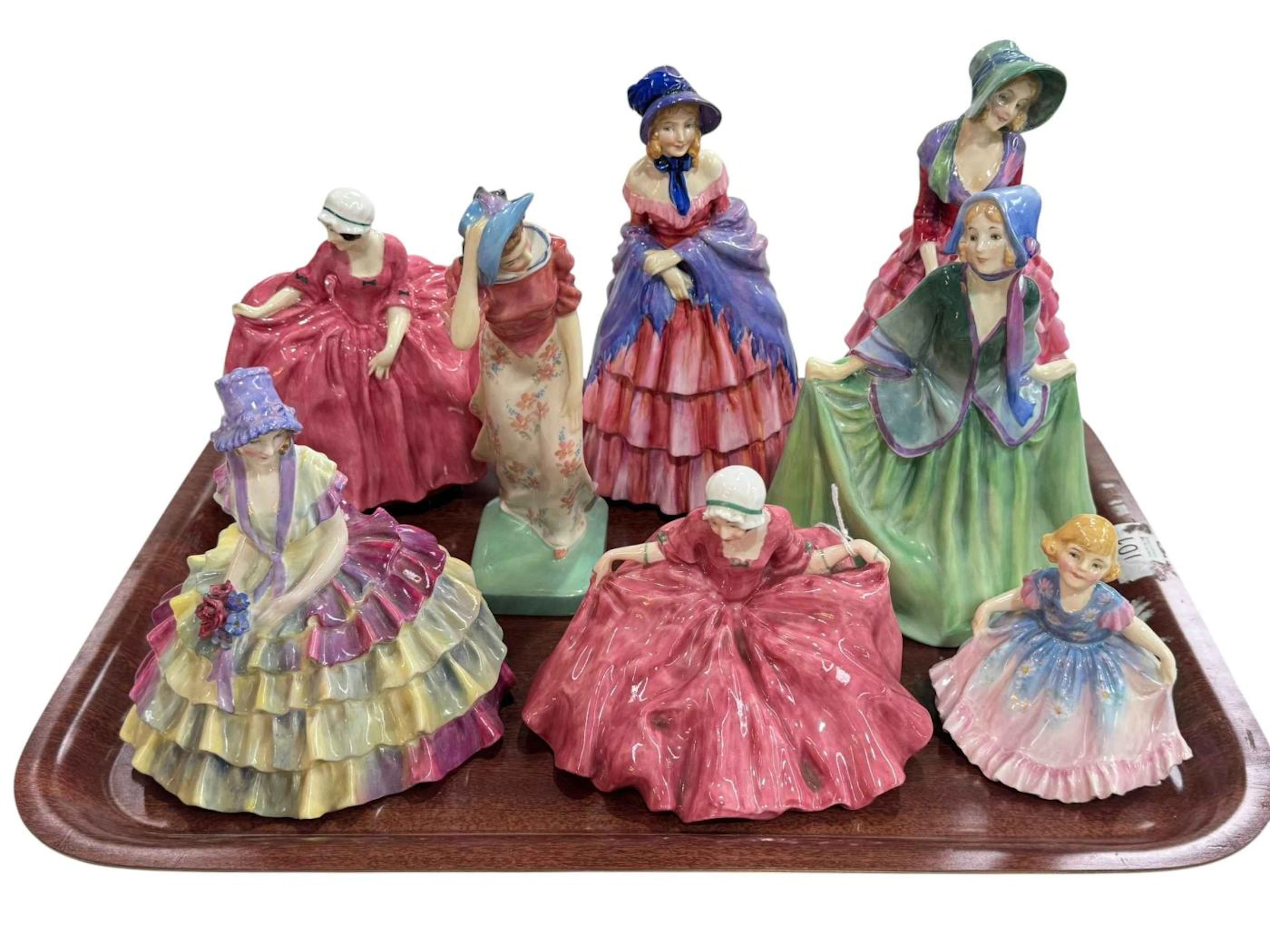 Eight Royal Doulton ladies including Chloe HN1470, Windflower HN1763