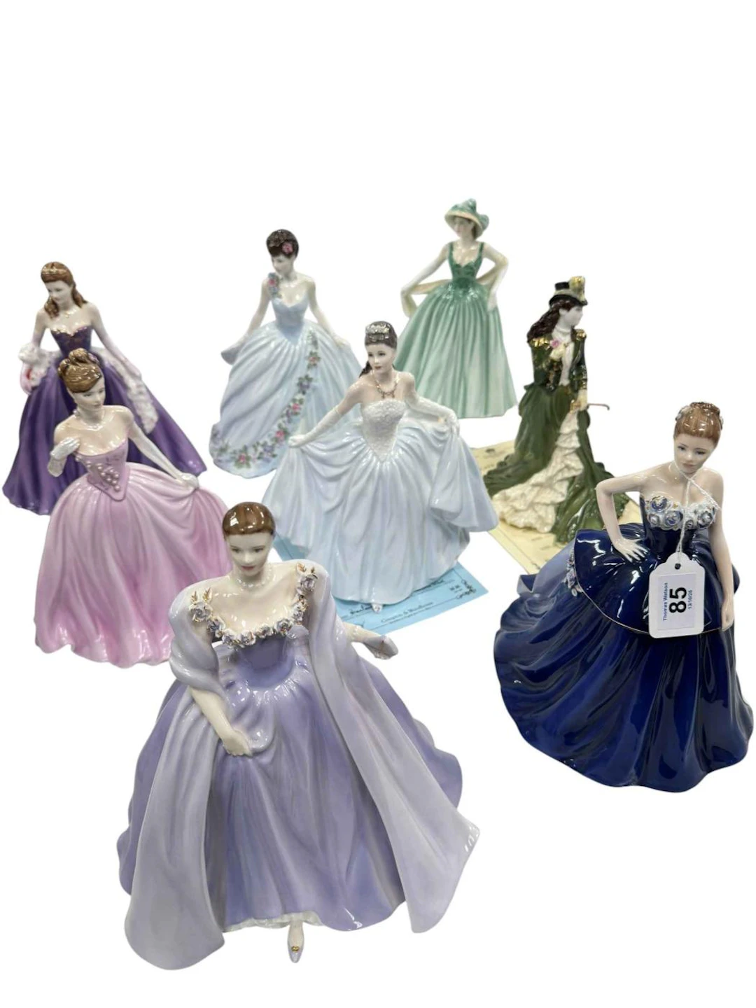 Eight Coalport ladies with certificates and boxes including The Jubilee