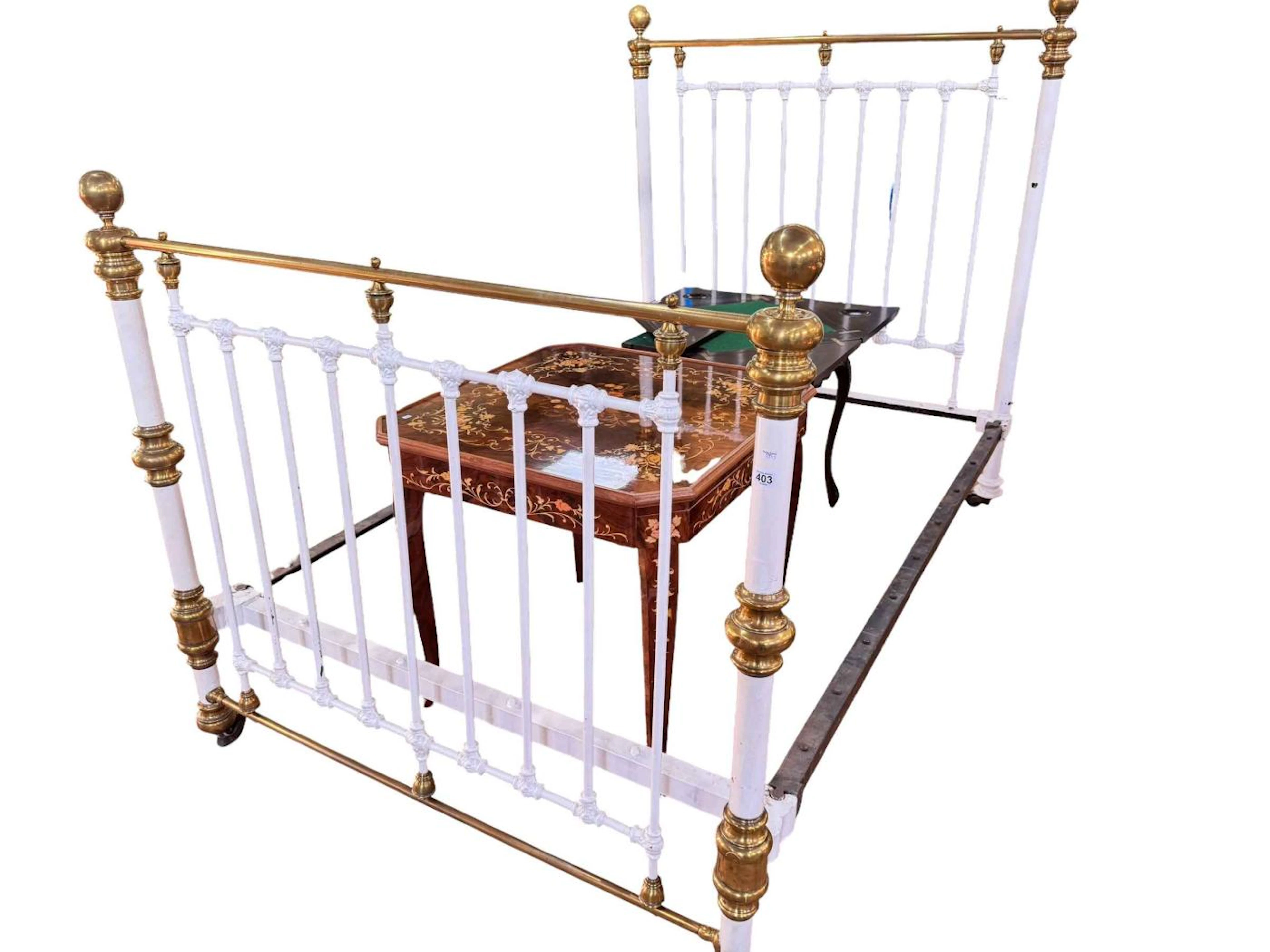 Victorian cast and brass double bedstead.