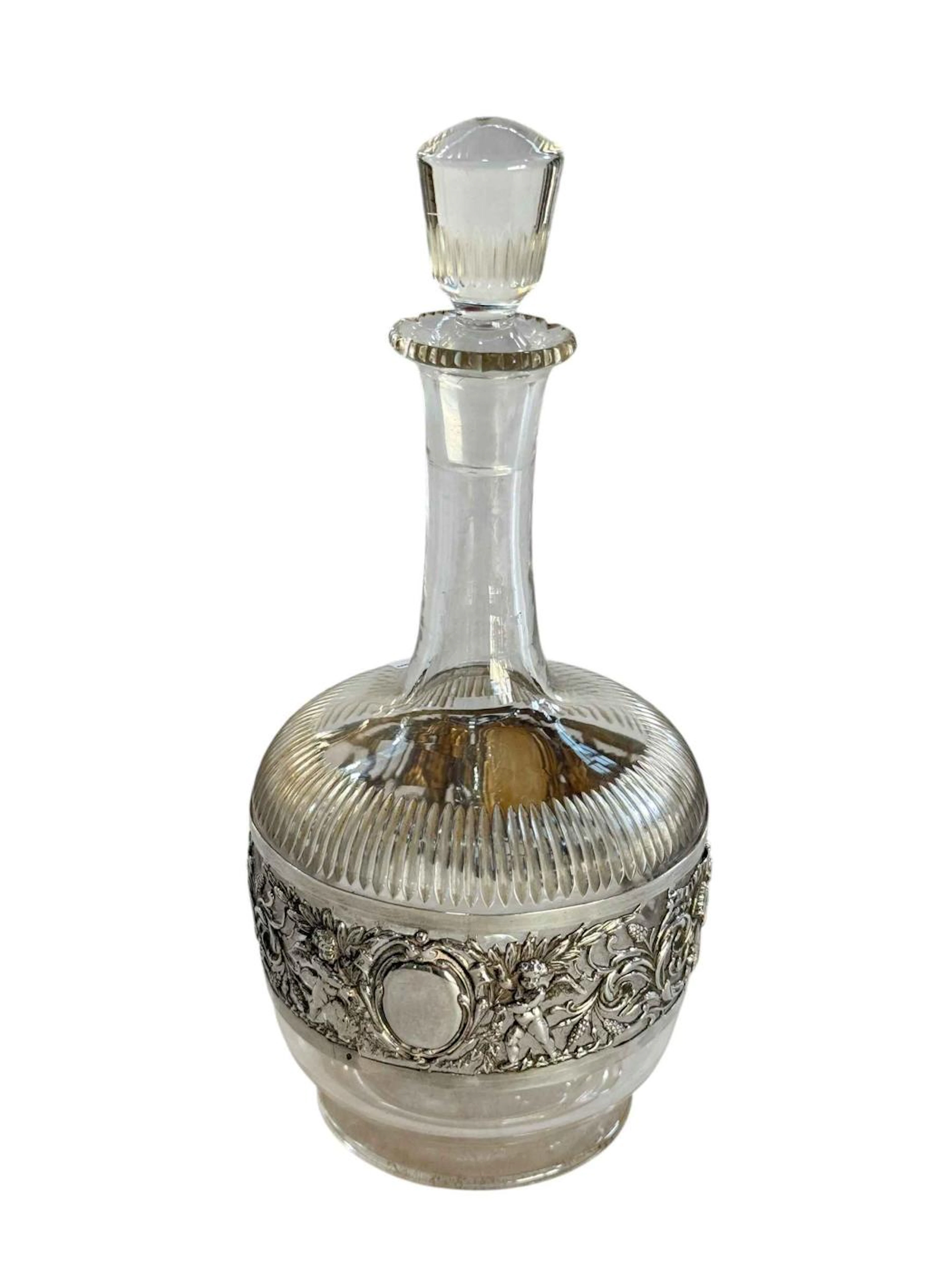 Small Continental silver mounted decanter, 19.5cm.