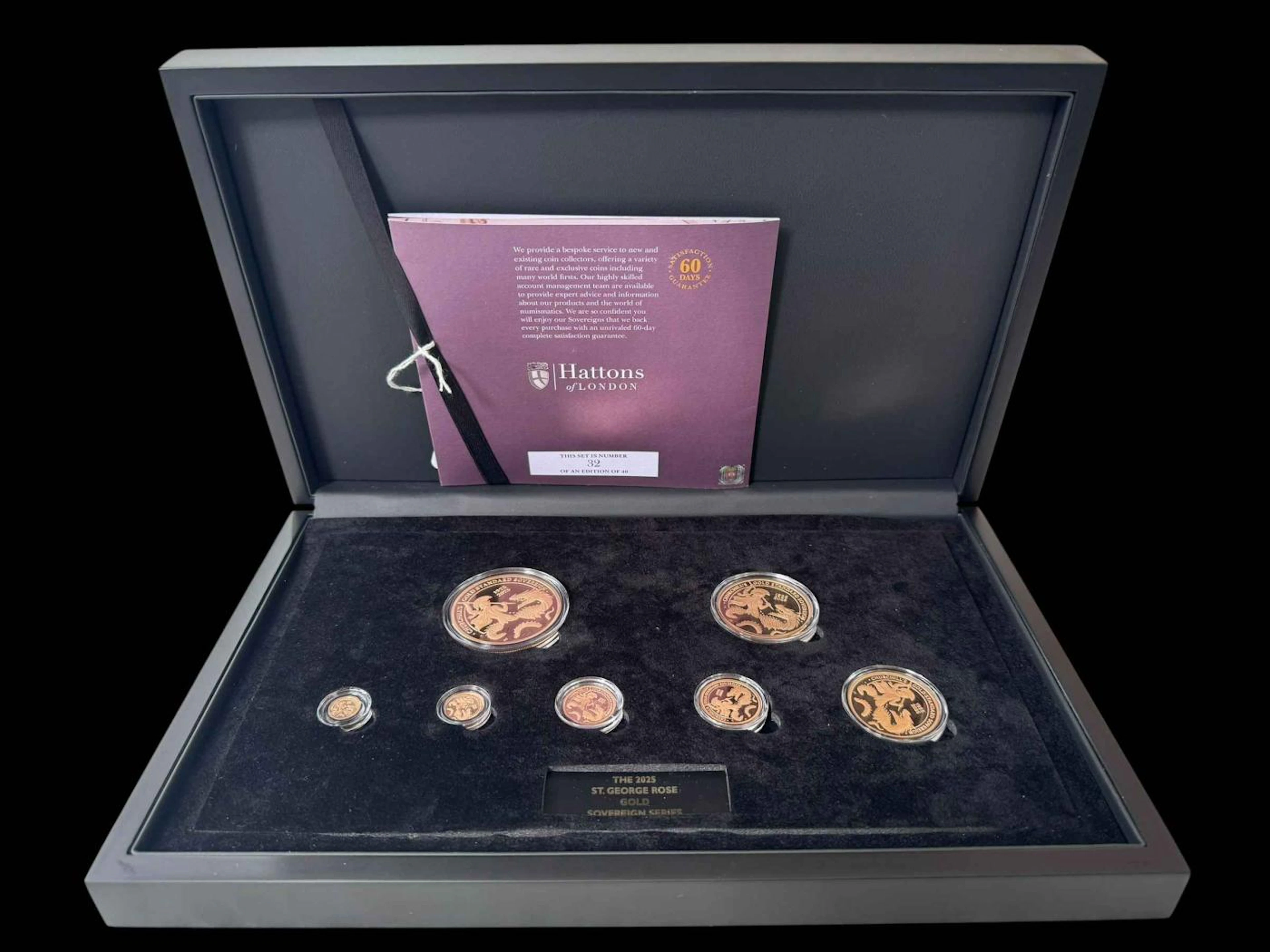 The 2025 St George rose gold proof sovereign series set by Hattons