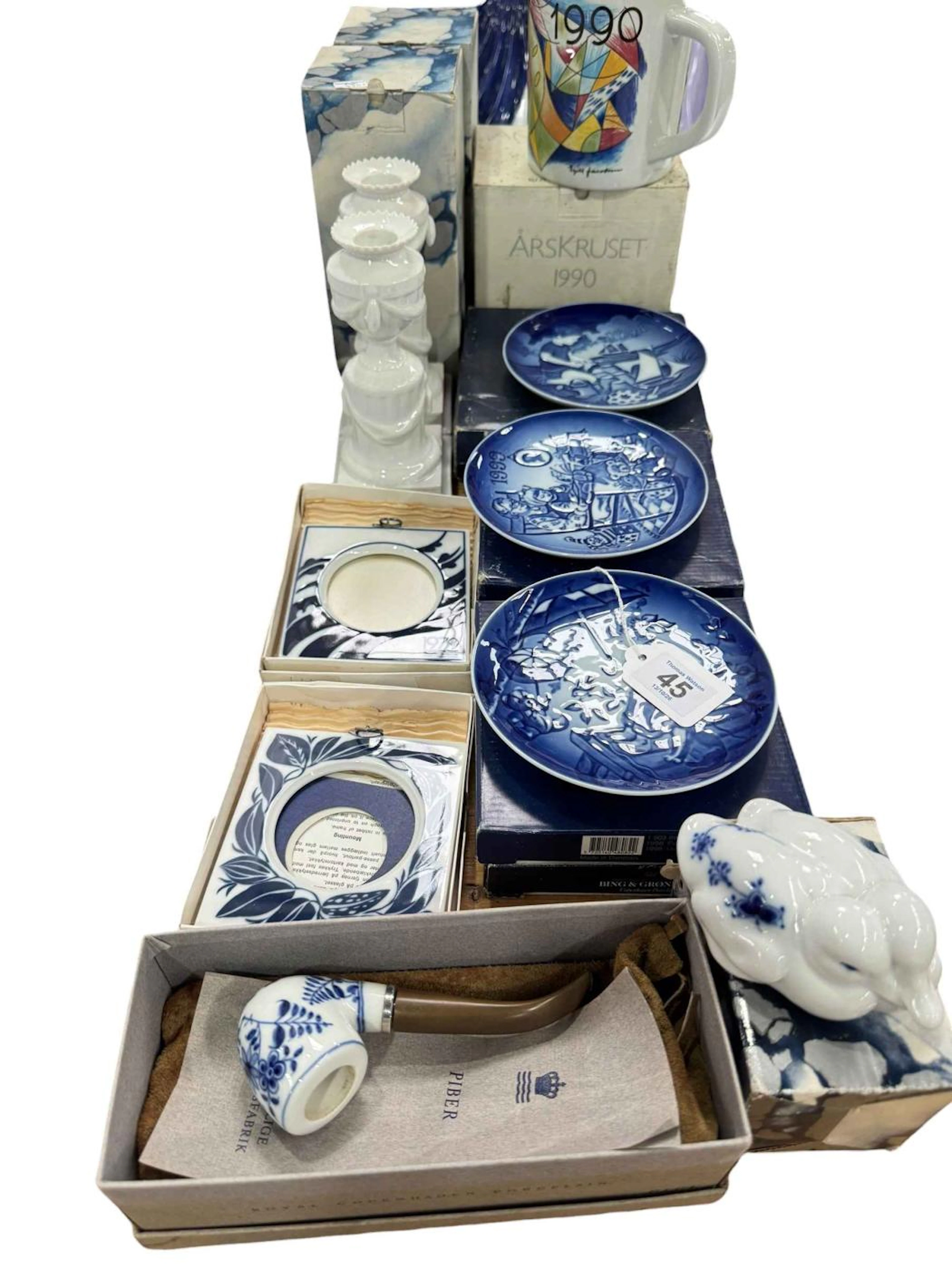 Collection of Royal Copenhagen china including pair of candlesticks