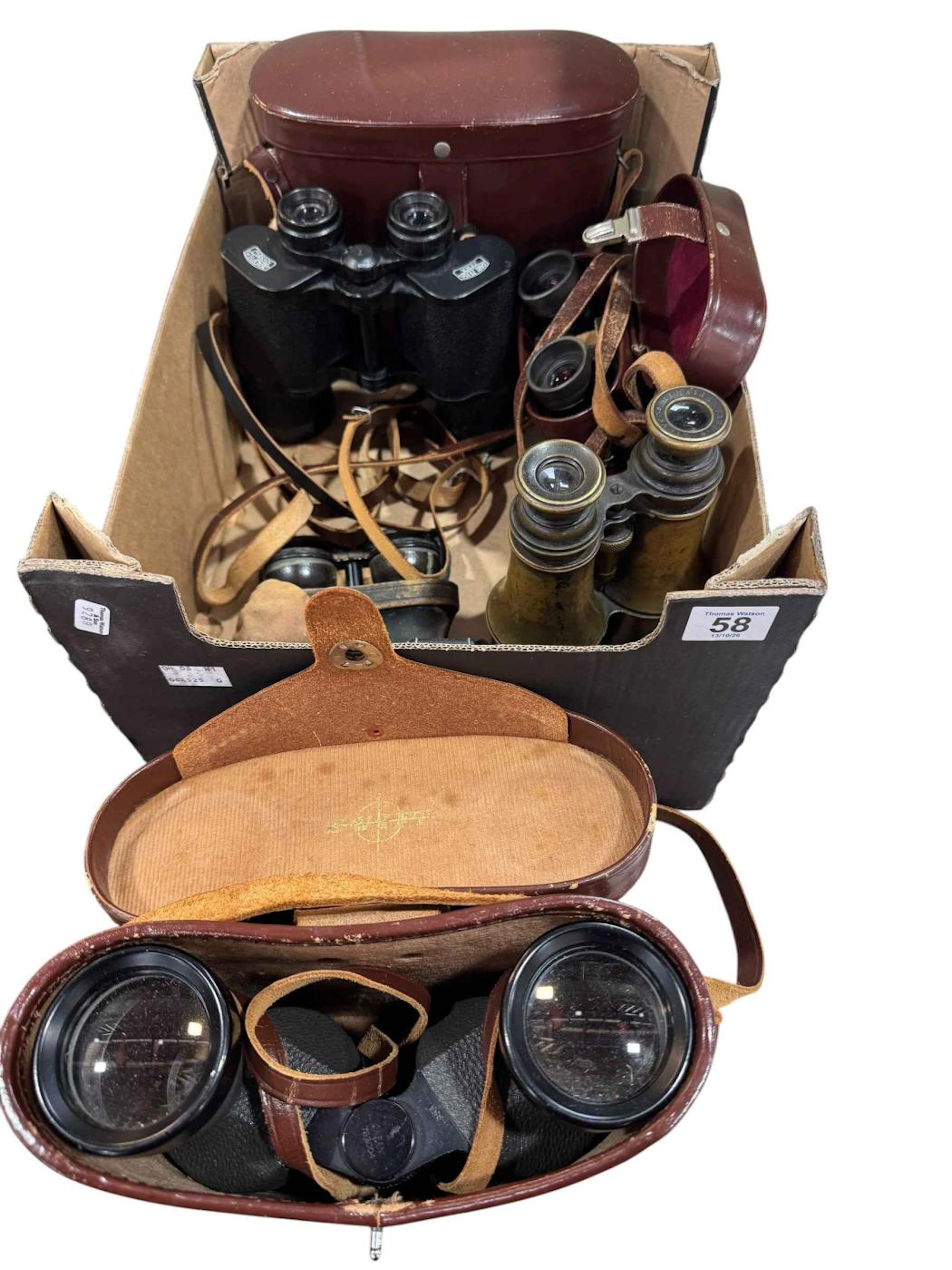 Six pairs of binoculars including Carl Zeiss and Lemaire Paris, and