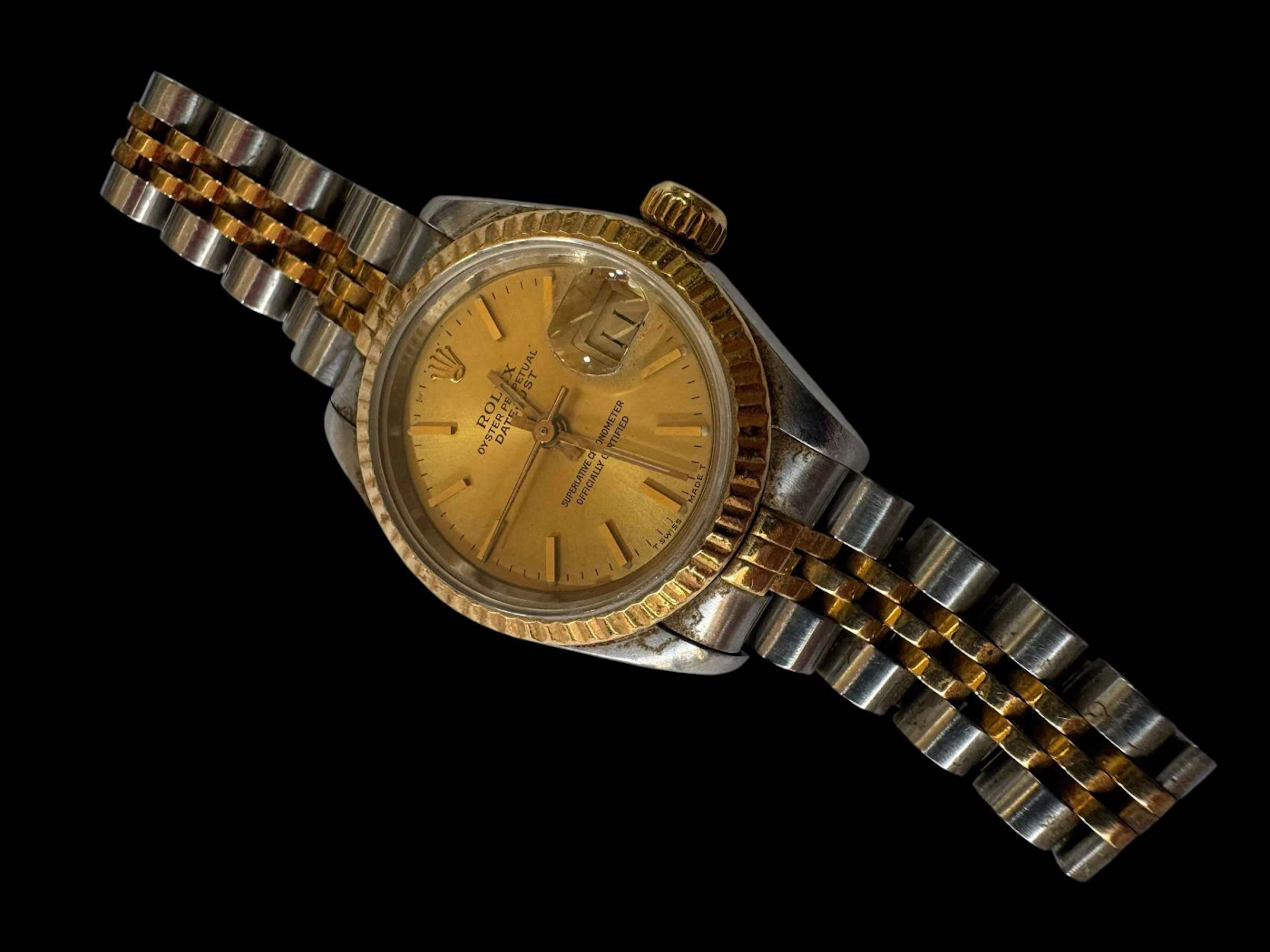 Rolex ladies two tone oyster perpetual datejust bracelet watch, case 25mm.