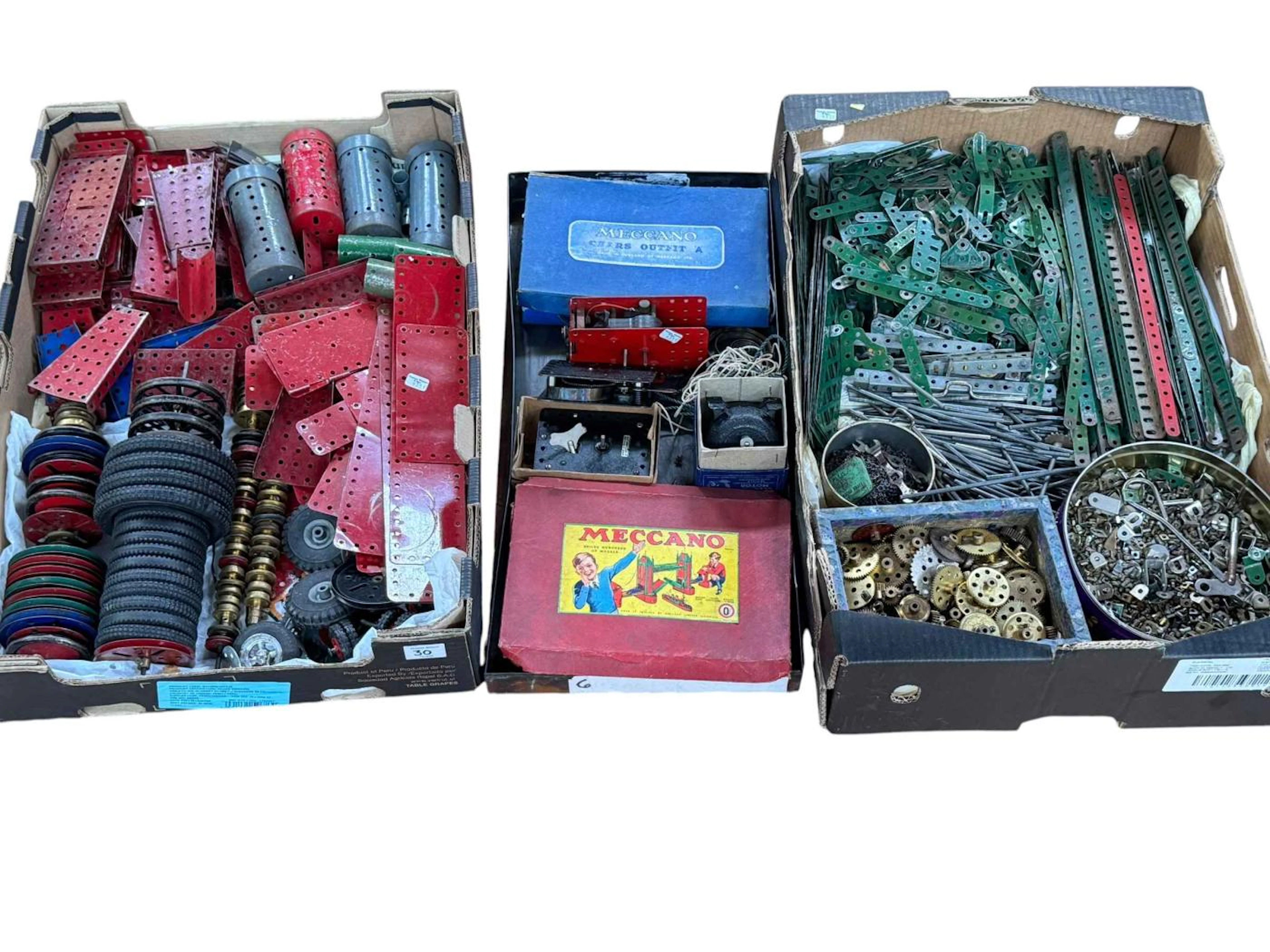 Three boxes of Meccano.