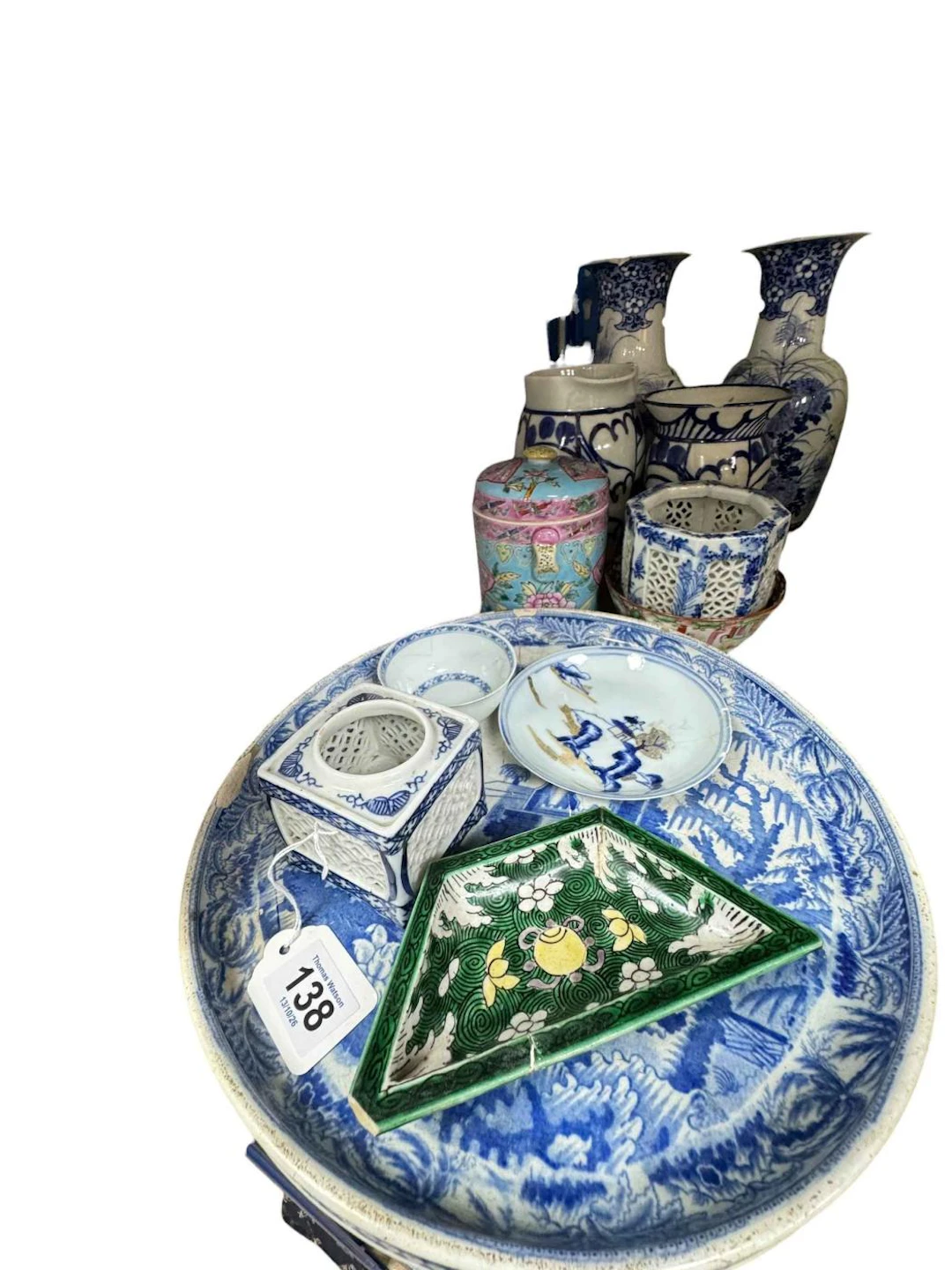 Collection of Oriental china including vases, Canton bowl, etc.