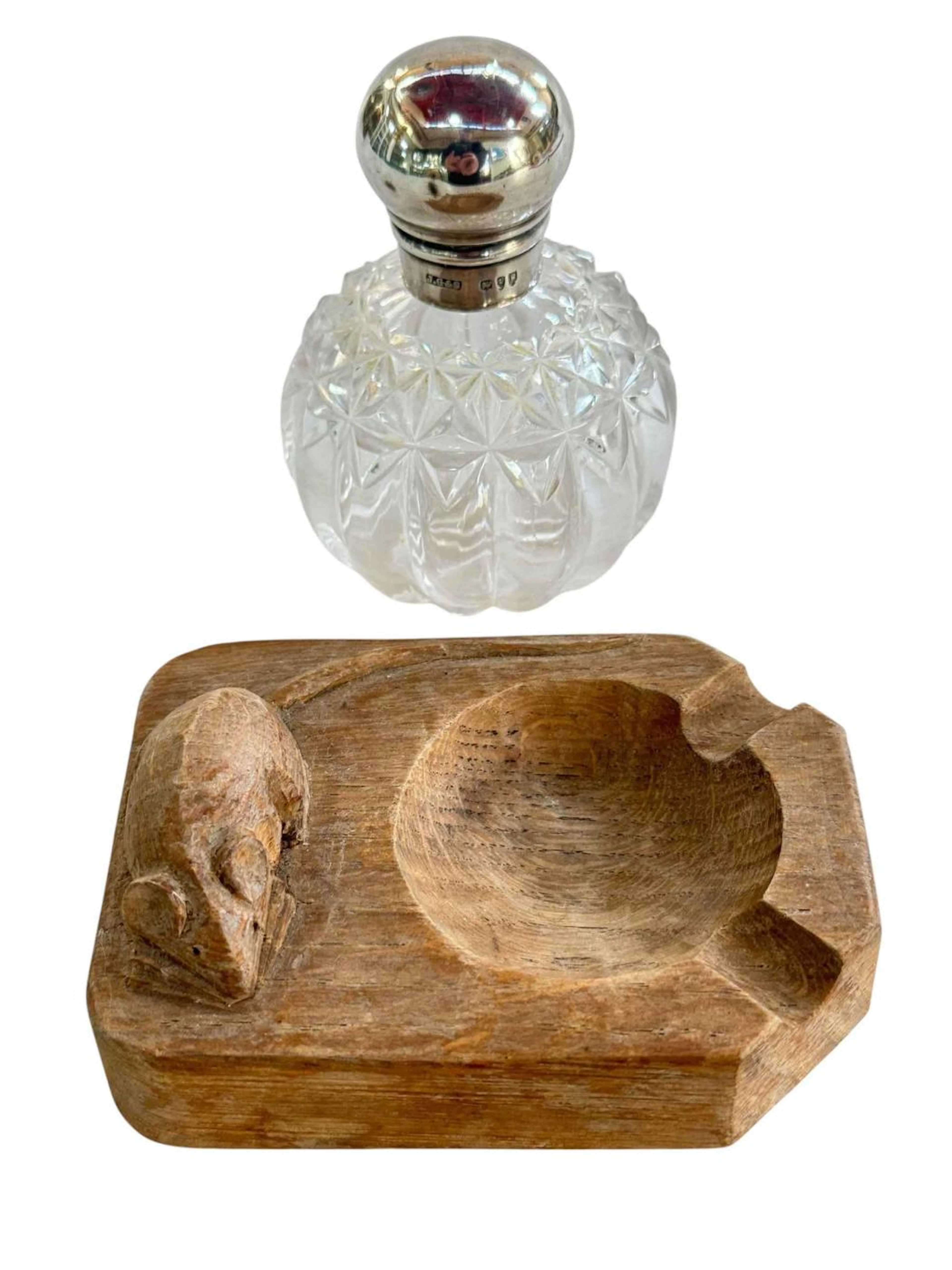 Robert Thompson of Kilburn 'Mouseman' ashtray; together with silver