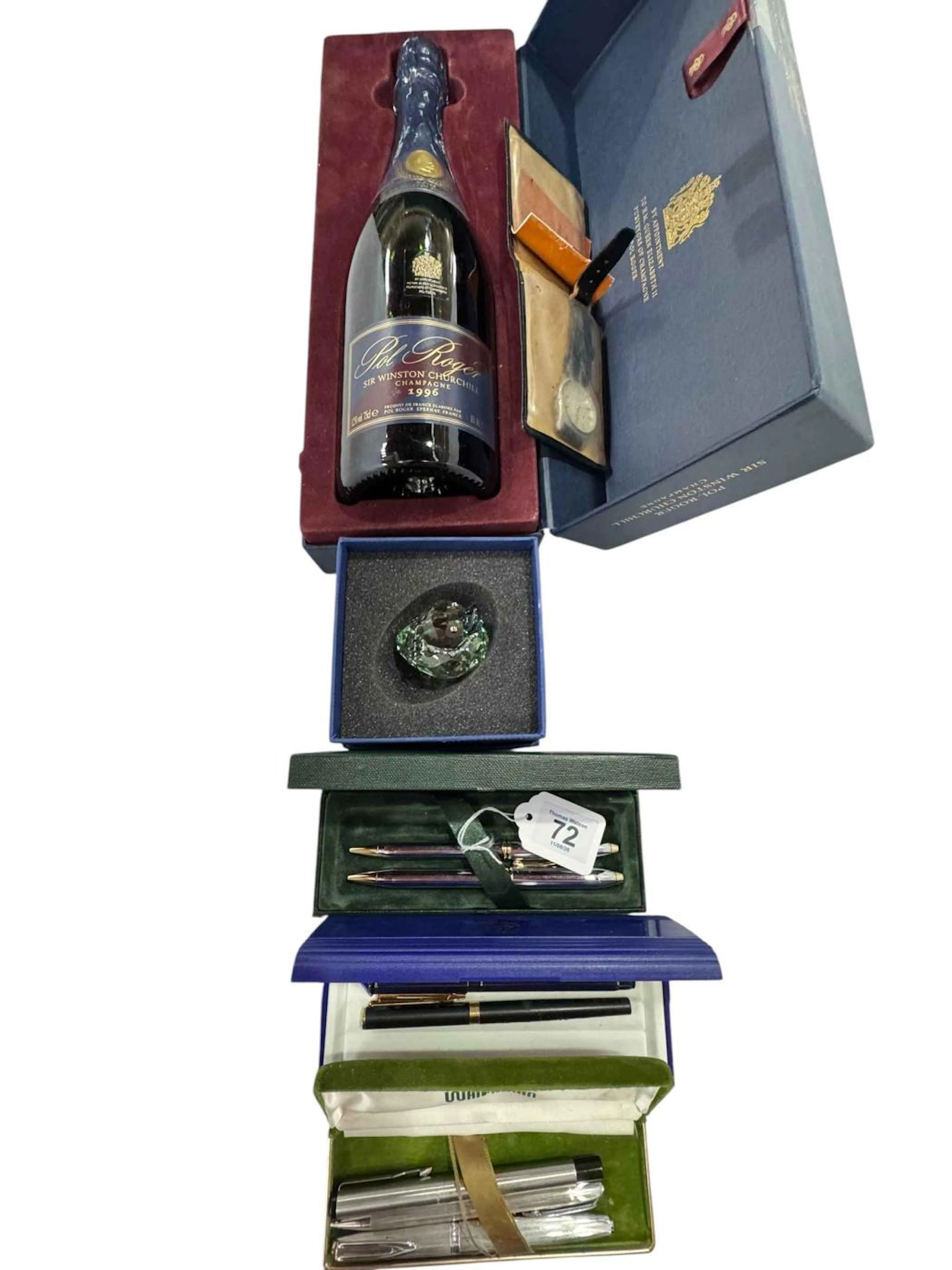Pol Roger Sir Winston Churchill Champagne 1996, Swarovski duck, Waterman