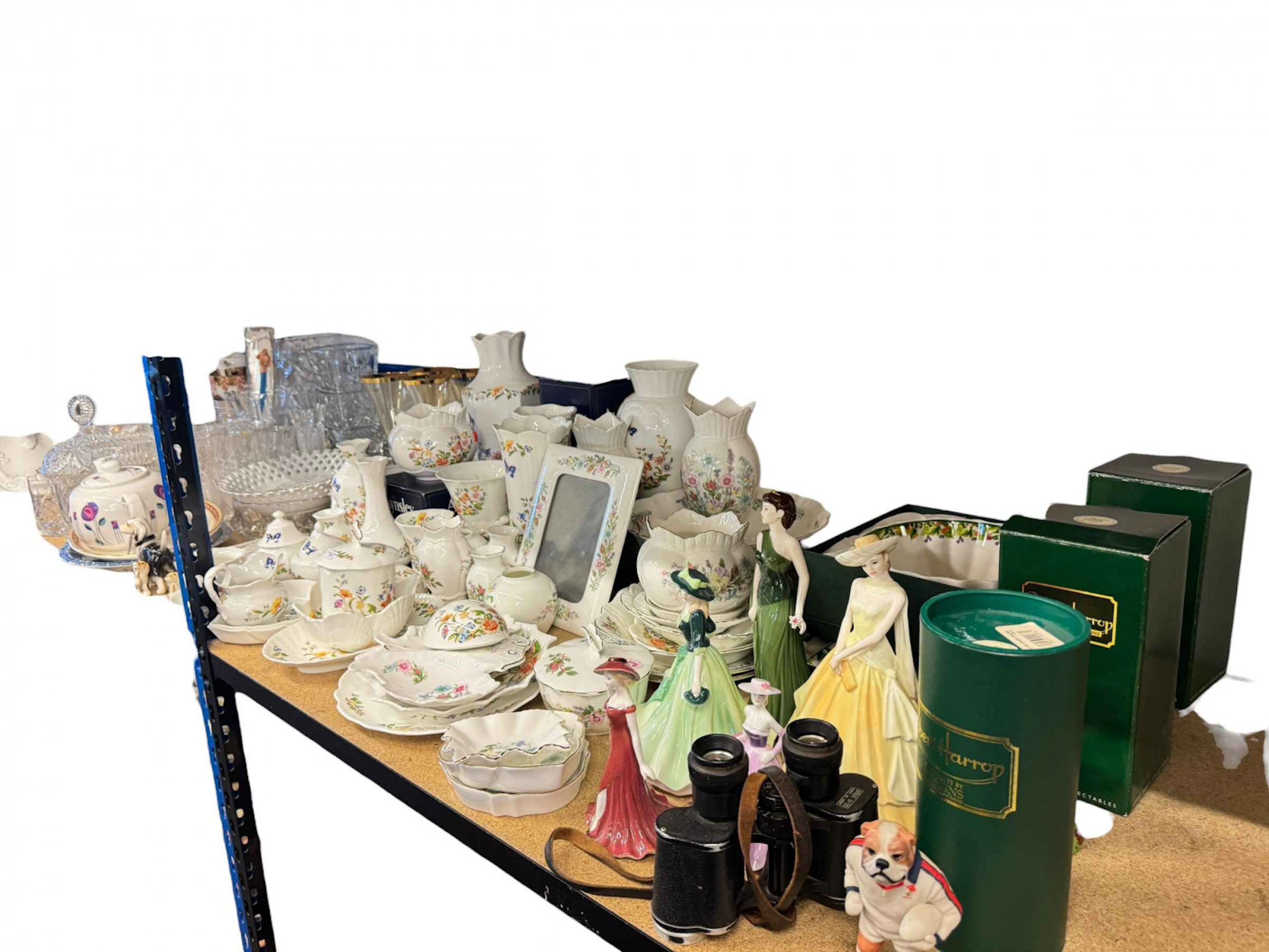 Collection of glass and china including teaware, Aynsley Cottage Garden