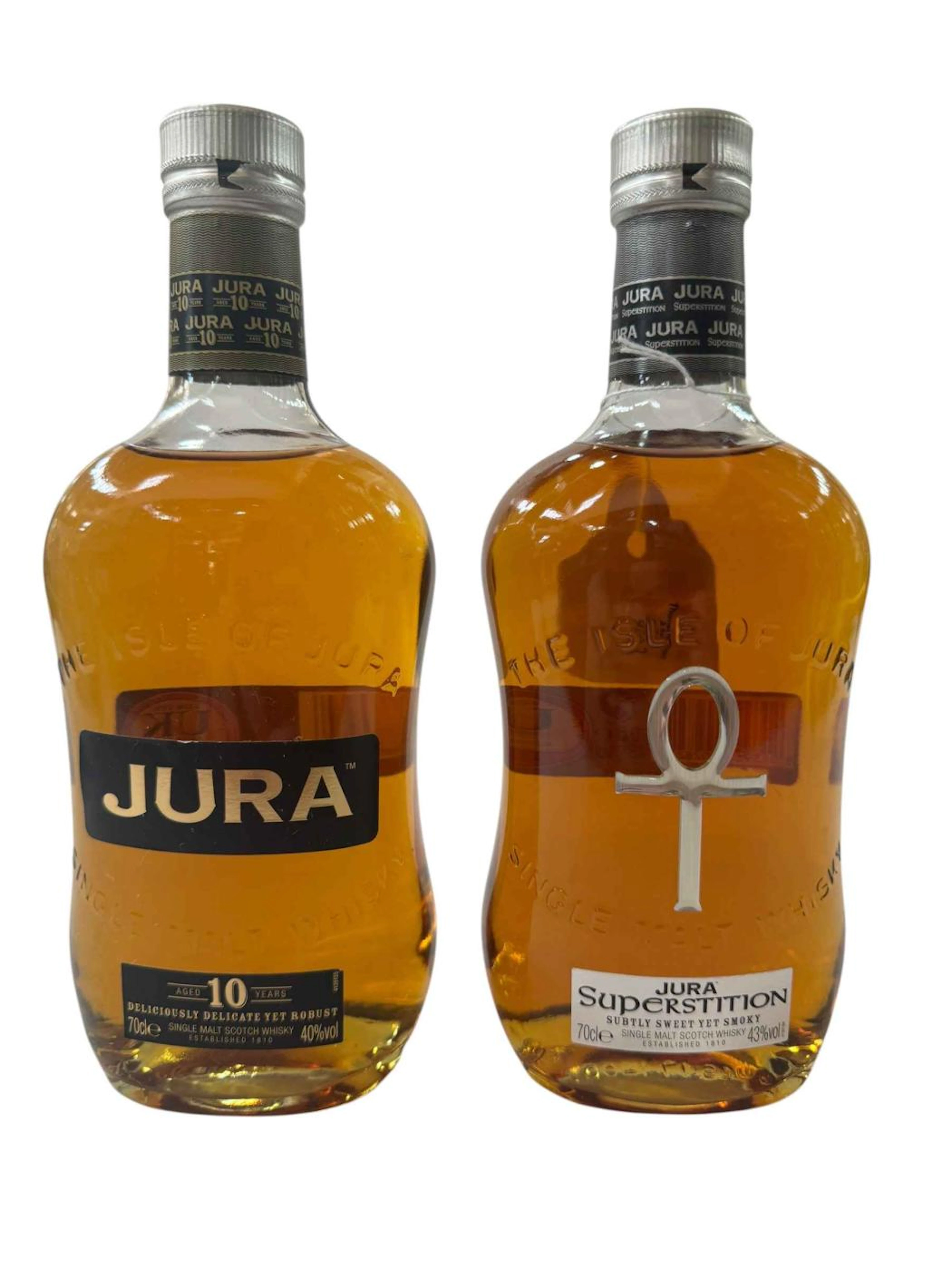 Two bottle of Jura whisky, Superstition and 10 years old malt.