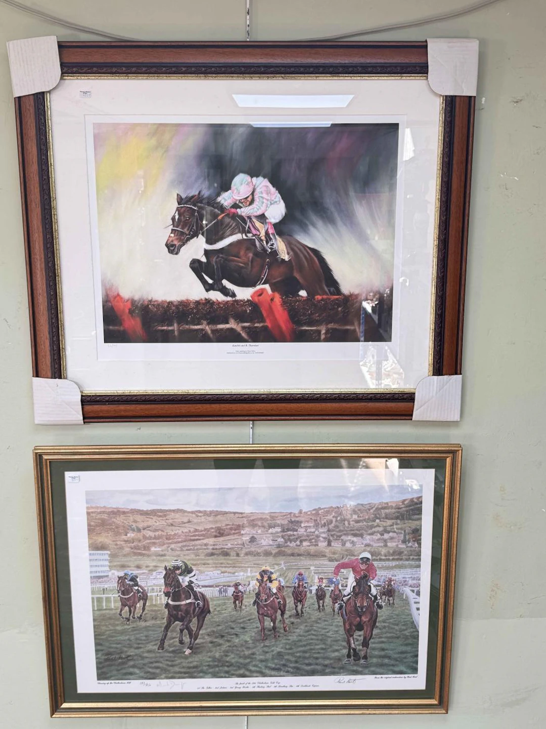 Two horse racing prints 'Katchit and R Thornton' signed by Brian Halton