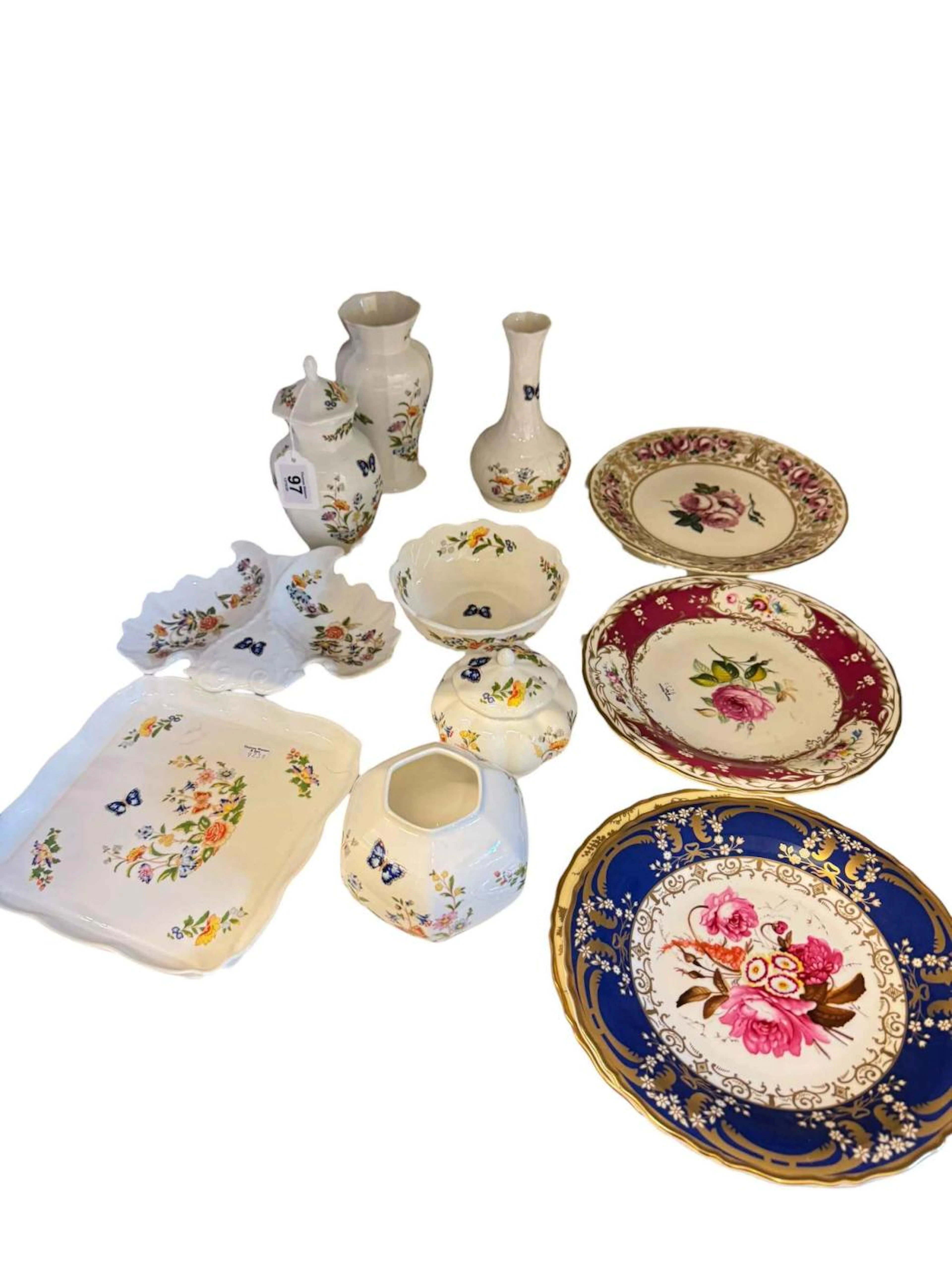 Collection of Aynsley Cottage Garden and four Coalport floral decorated plates.