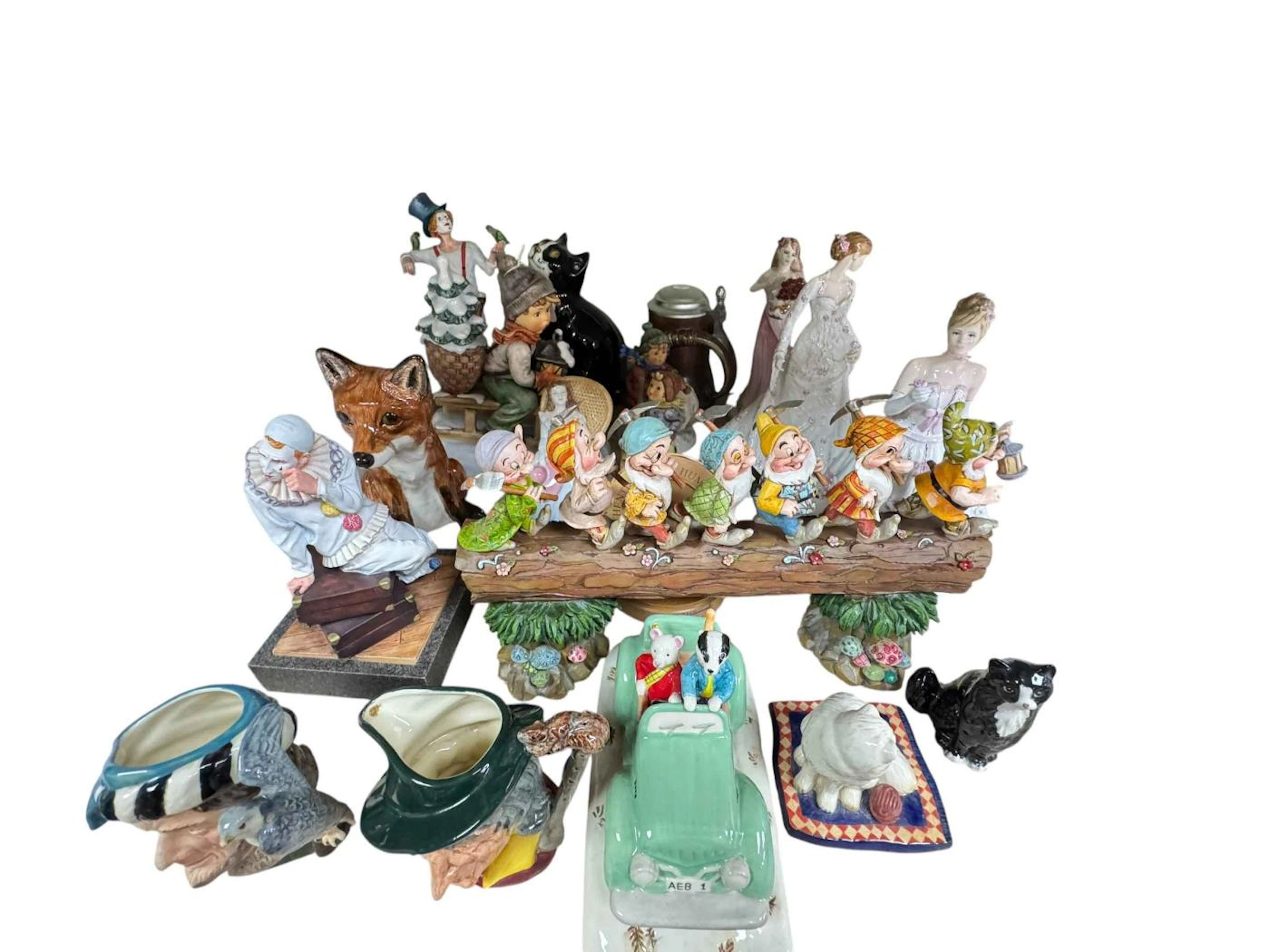 Three large Hummel figures, two Coalport, Royal Doulton, Compton &