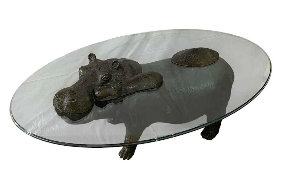 Mark Stoddart (b.1960) contemporary bronze 'Hippo Childhood' coffee