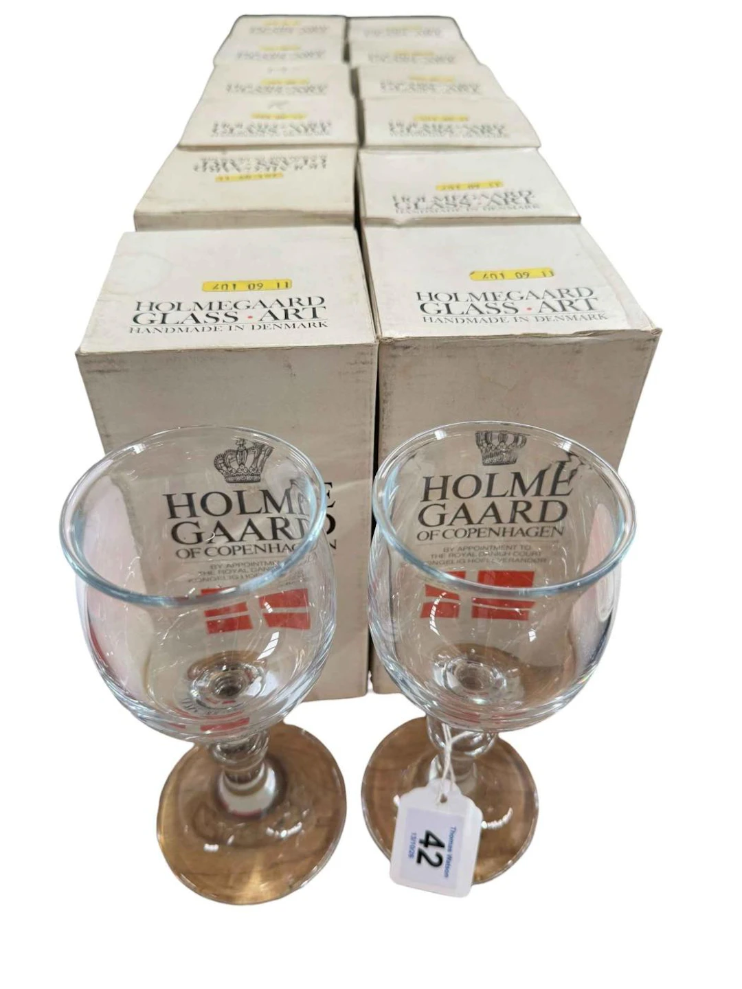 Set of twelve Holmegaard of Copenhagen wine glasses.