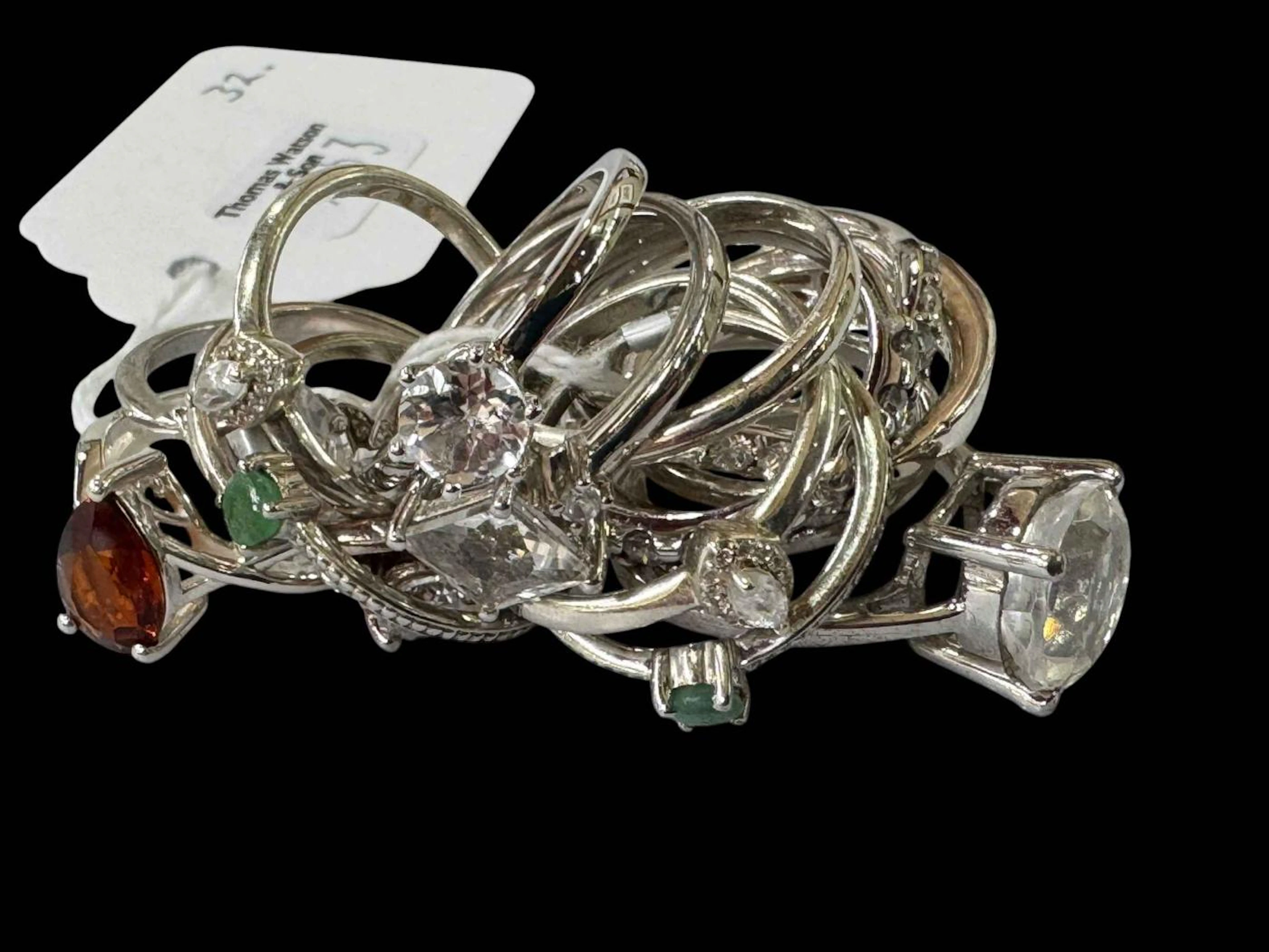 Collection of twenty two silver gem set rings.