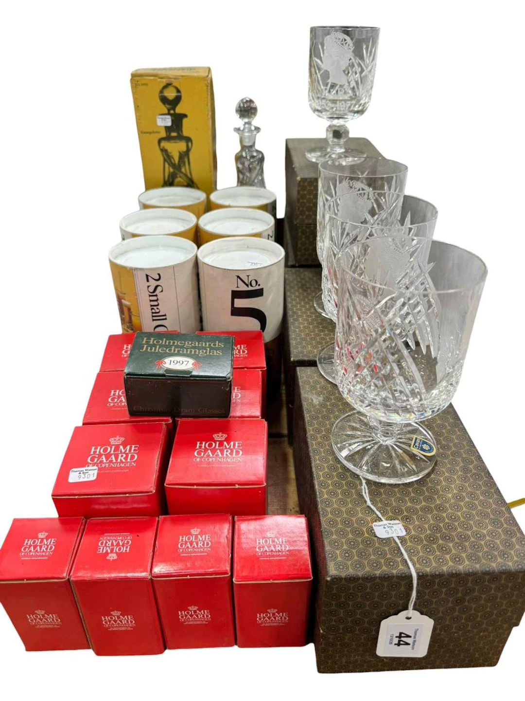 Collection of Holmegaard of Copenhagen including decanter and twelve