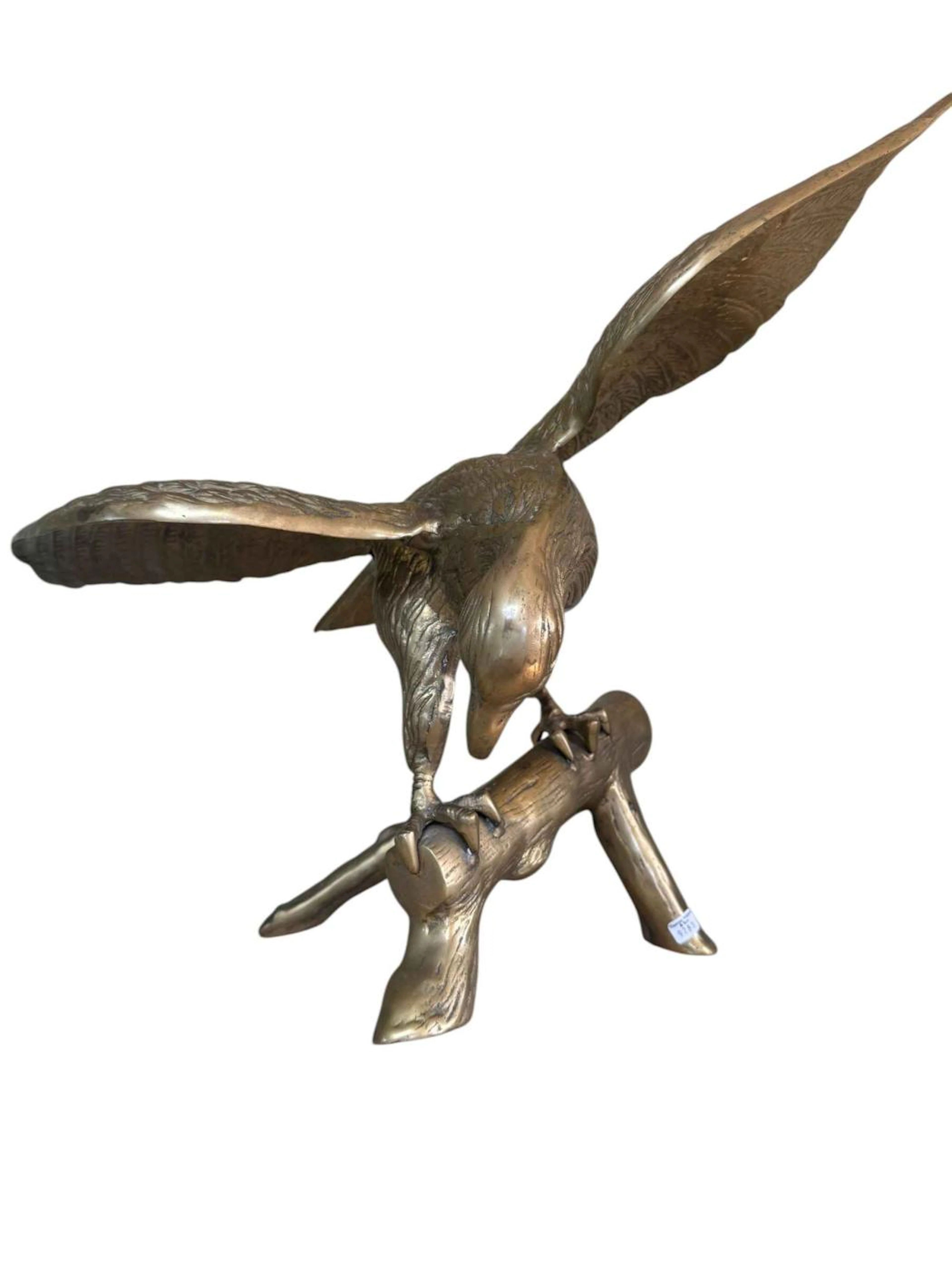 Brass eagle sculpture, and horse and carriage (2).