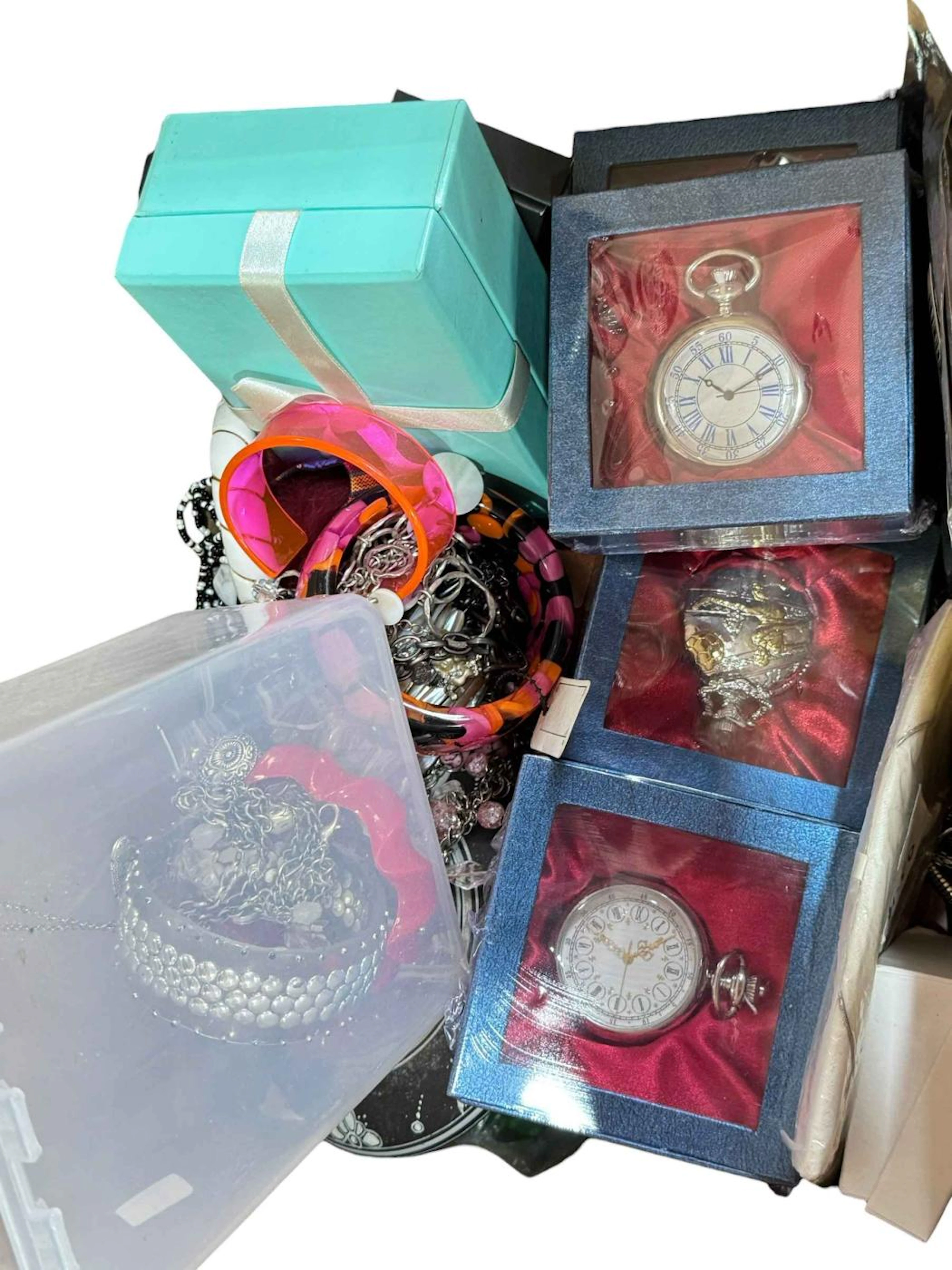 Box of jewellery, watches, etc.