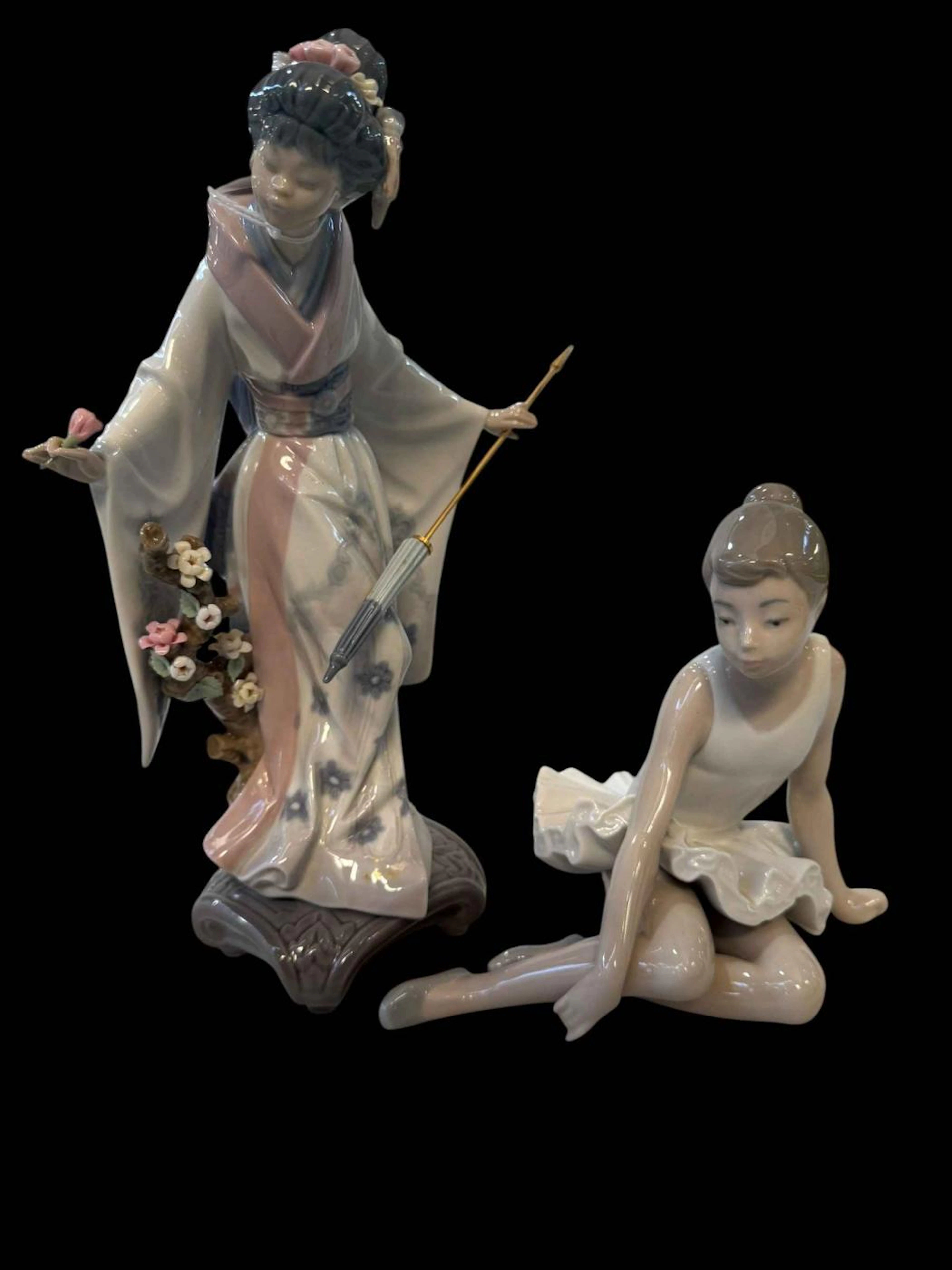 Lladro Geisha figure 'Teruko', and Nao ballerina (2).