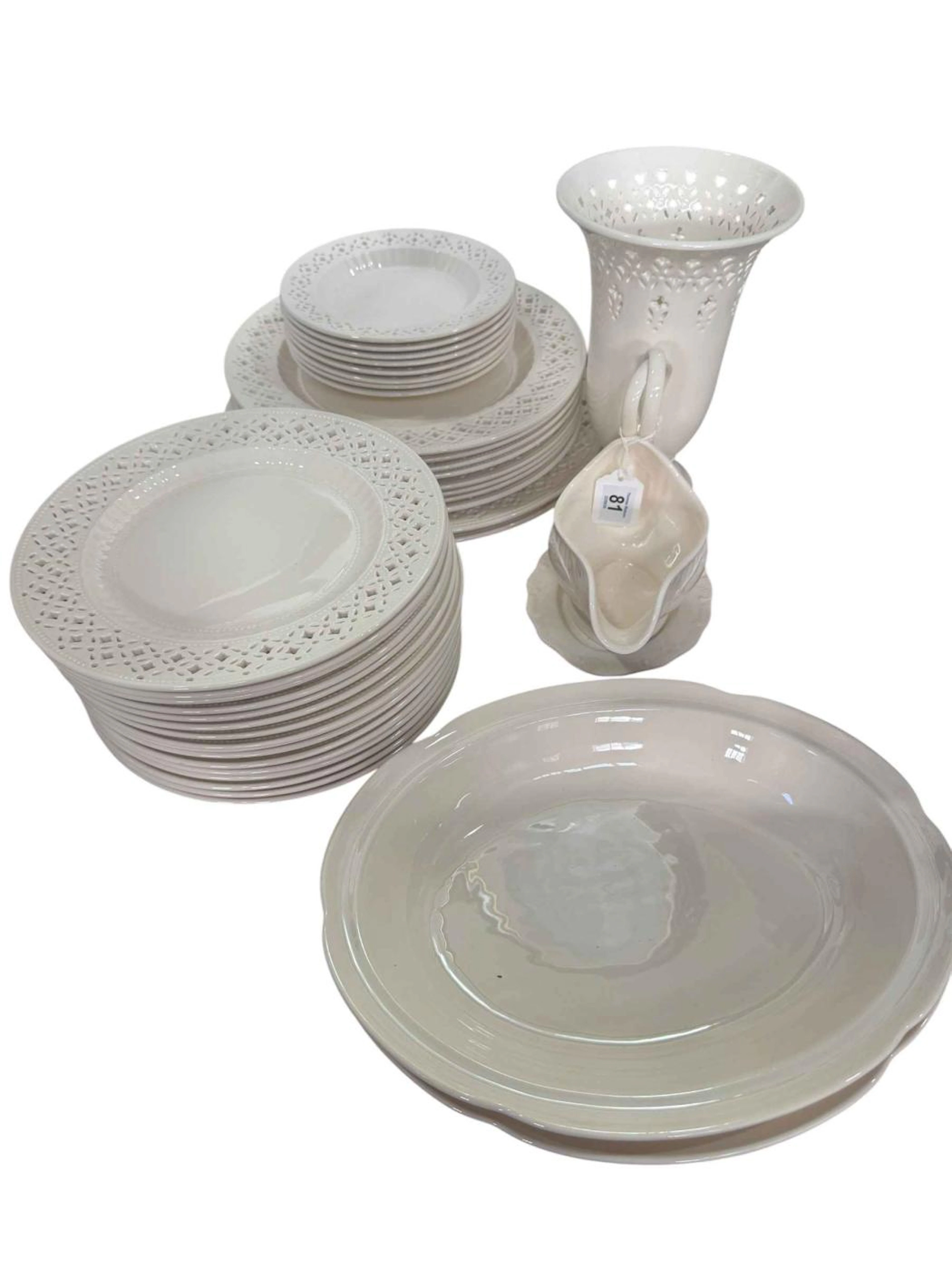 Collection of Hartley Greens Leeds Pottery Creamware including pierced