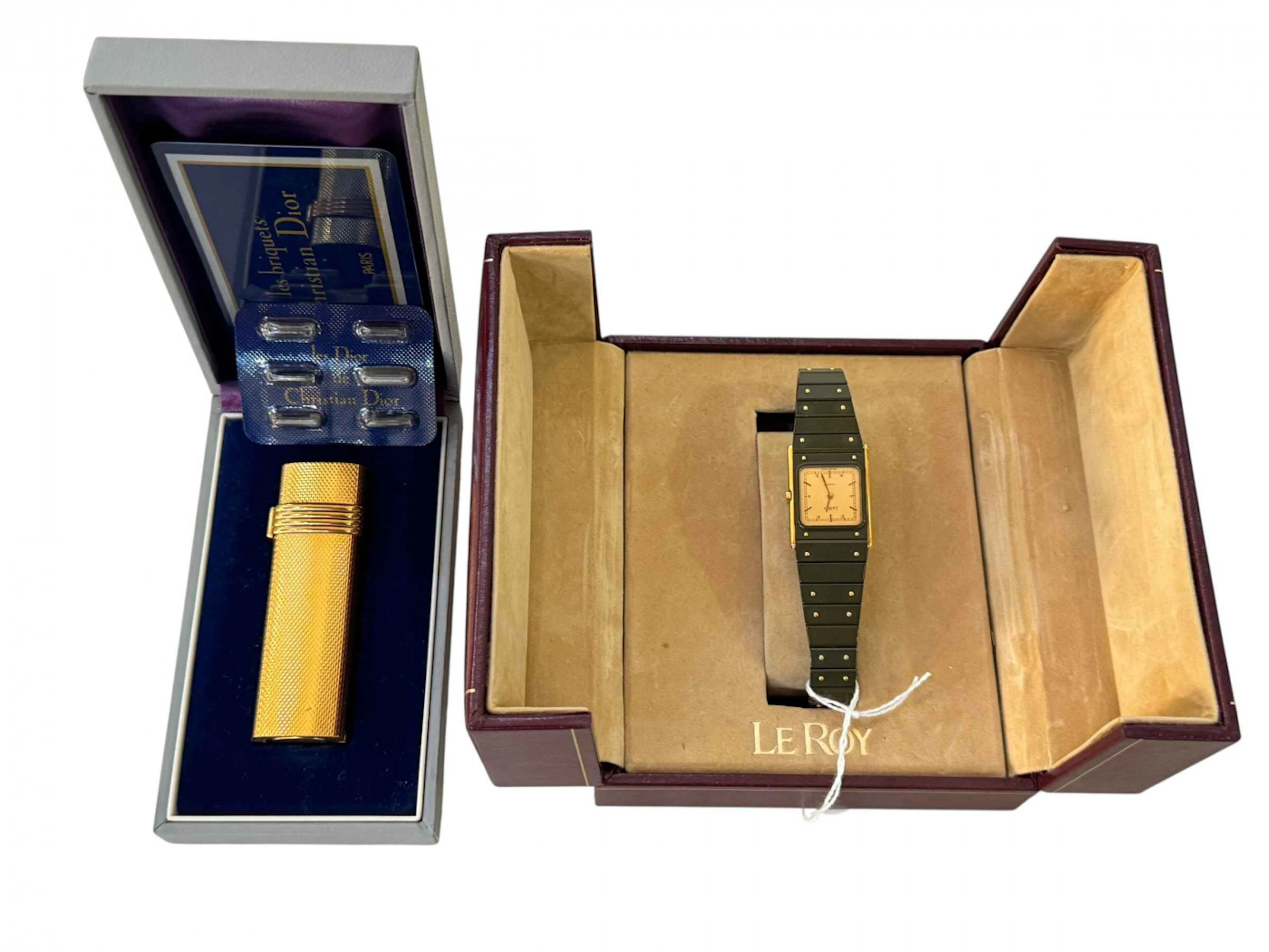 Le Roy ladies tank watch boxed and Christian Dior lighter (2).