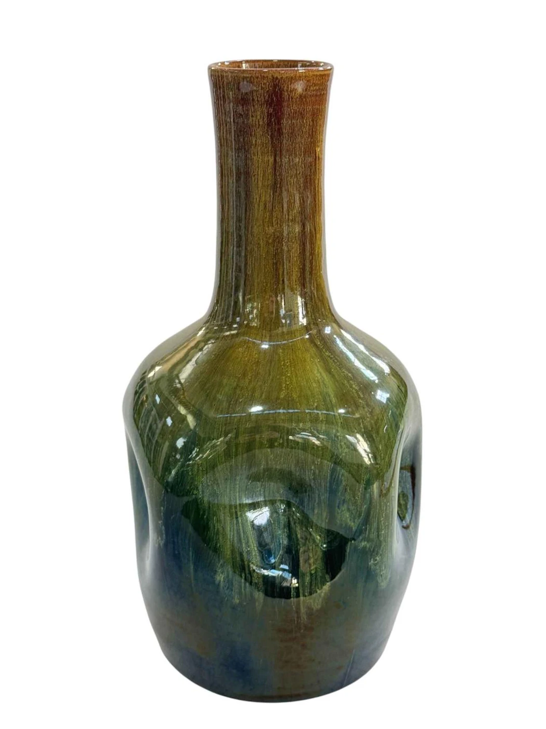 Dr Christopher Dresser Linthorpe Pottery dimple vase, number 24, 24cm.