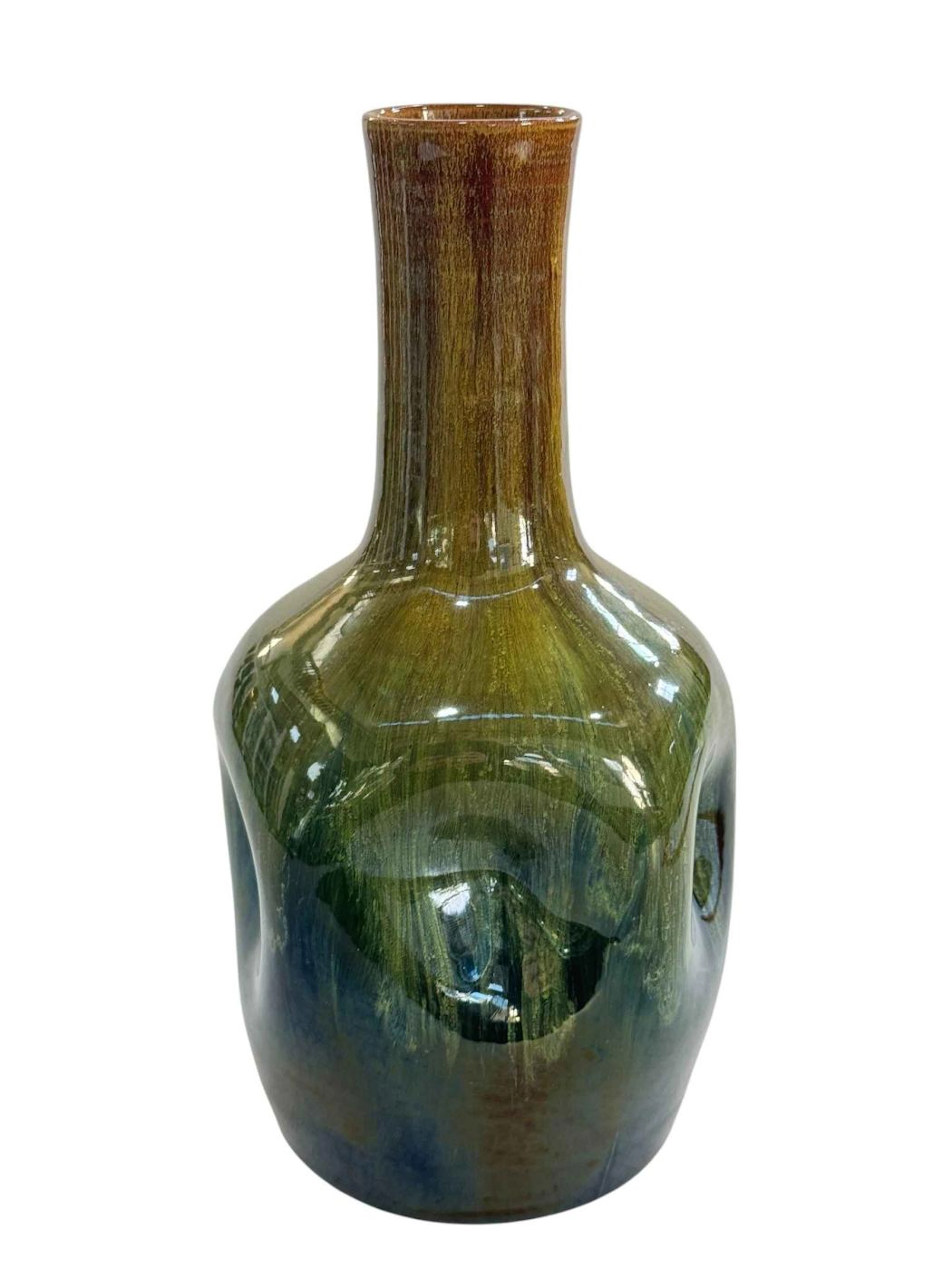 Dr Christopher Dresser Linthorpe Pottery dimple vase, number 24, 24cm.