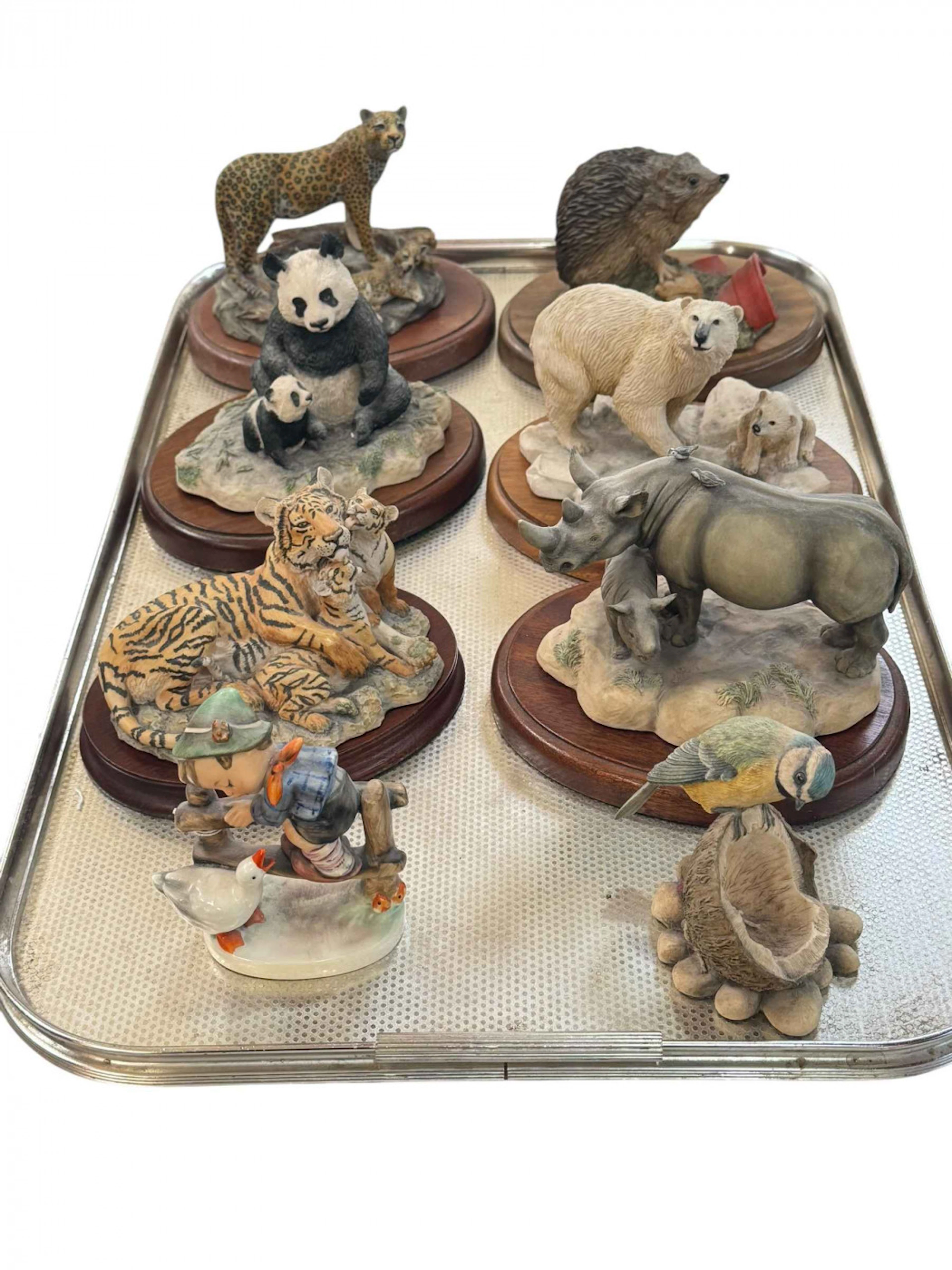 Six animal sculptures including Border Fine Arts, Border Fine Arts