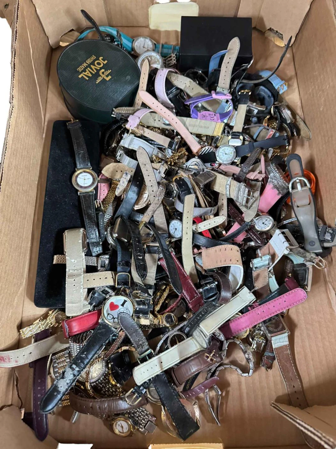 Box of ladies wristwatches.