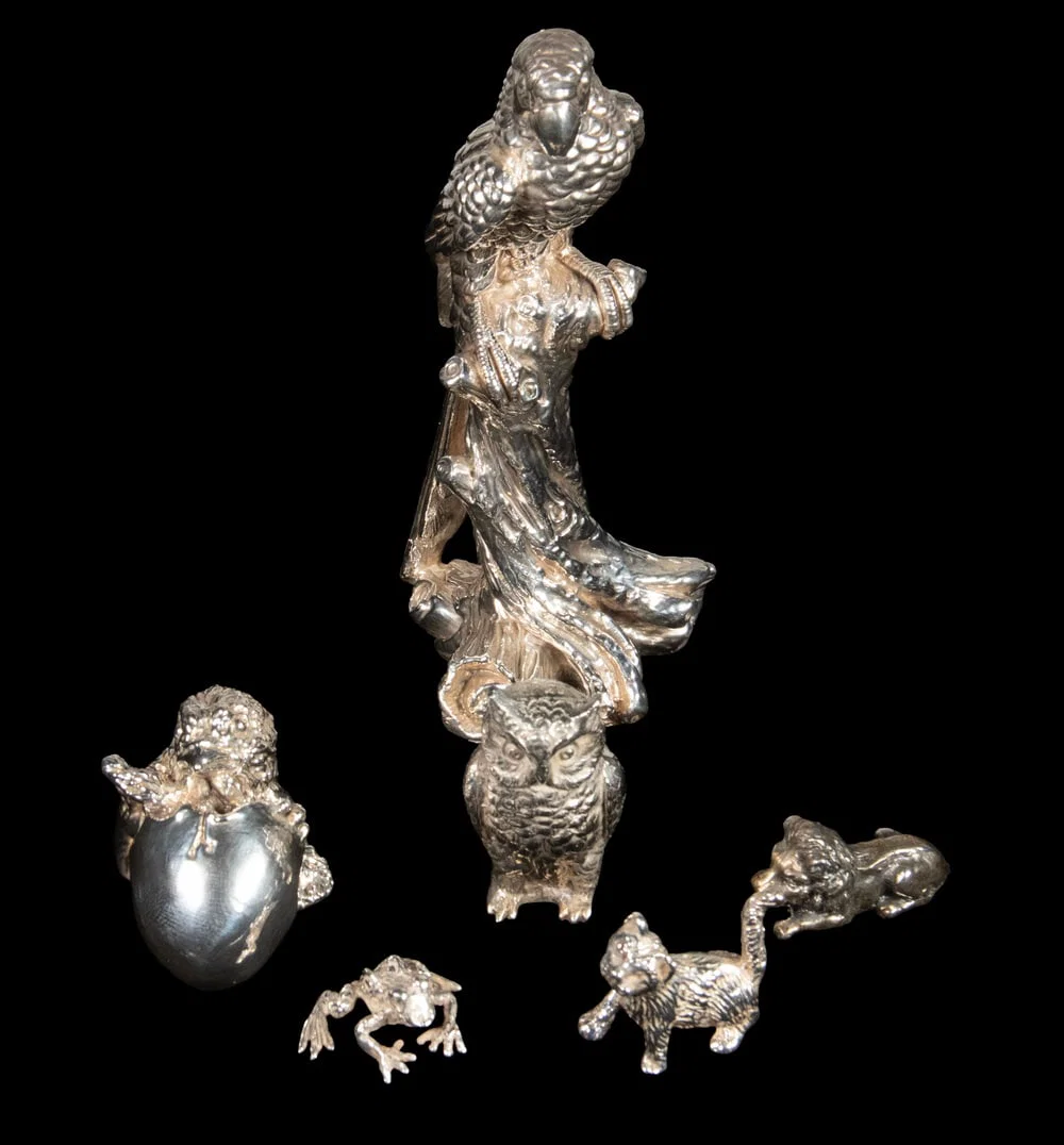 (6) SILVER ANIMAL FIGURINES