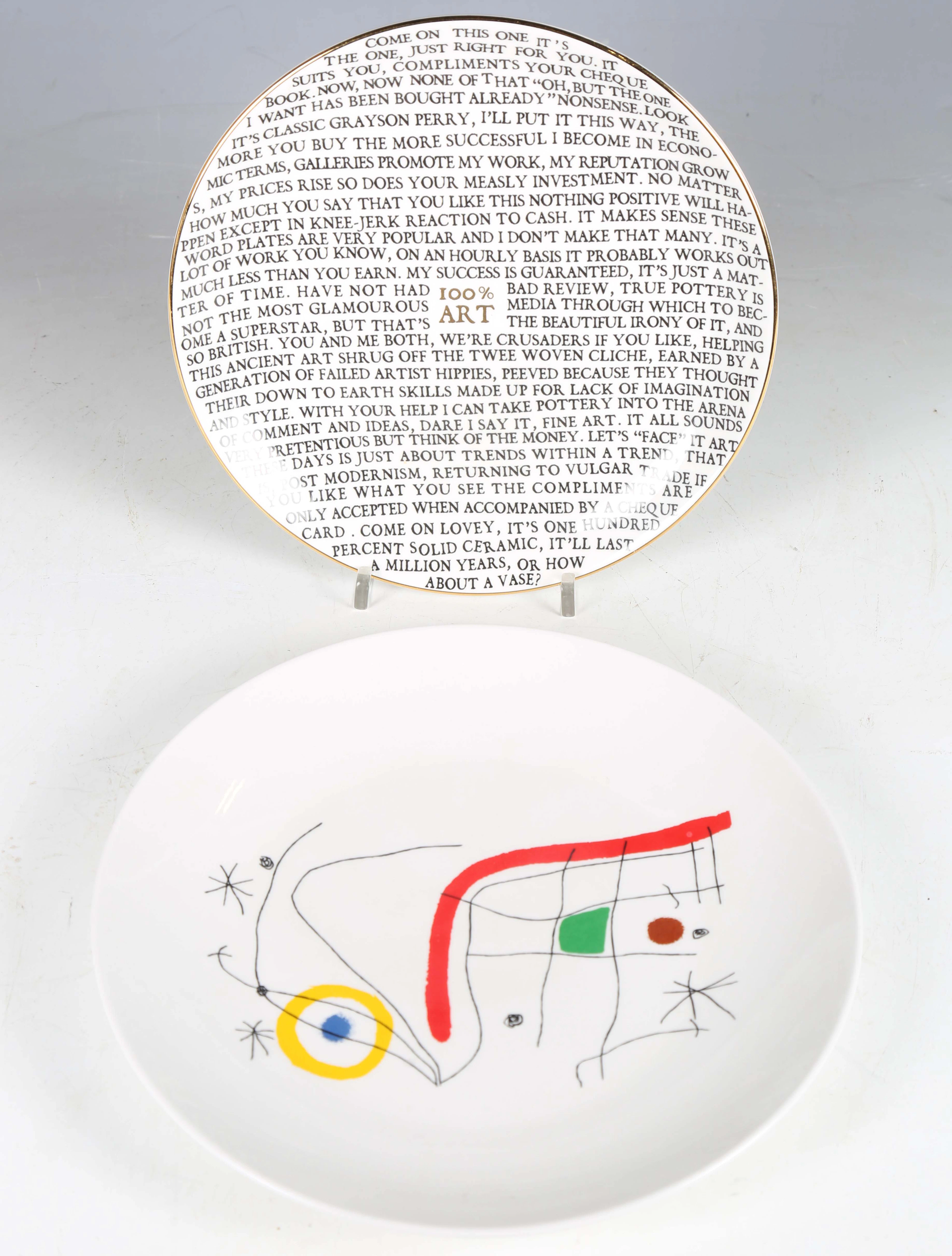A Grayson Perry 100% Art porcelain plate, made for the Sainsbury Centre