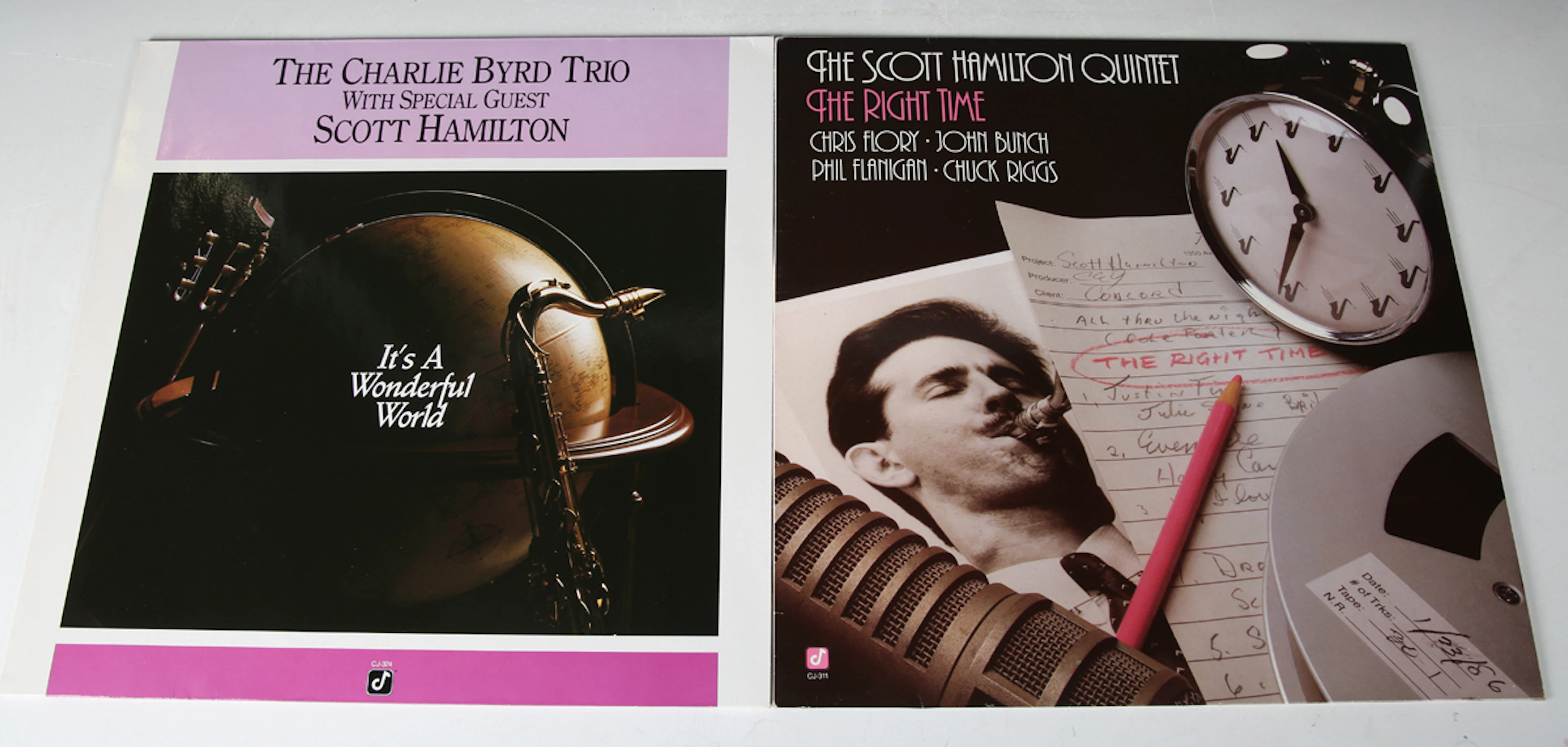 A collection of approximately forty-nine jazz LP records, including