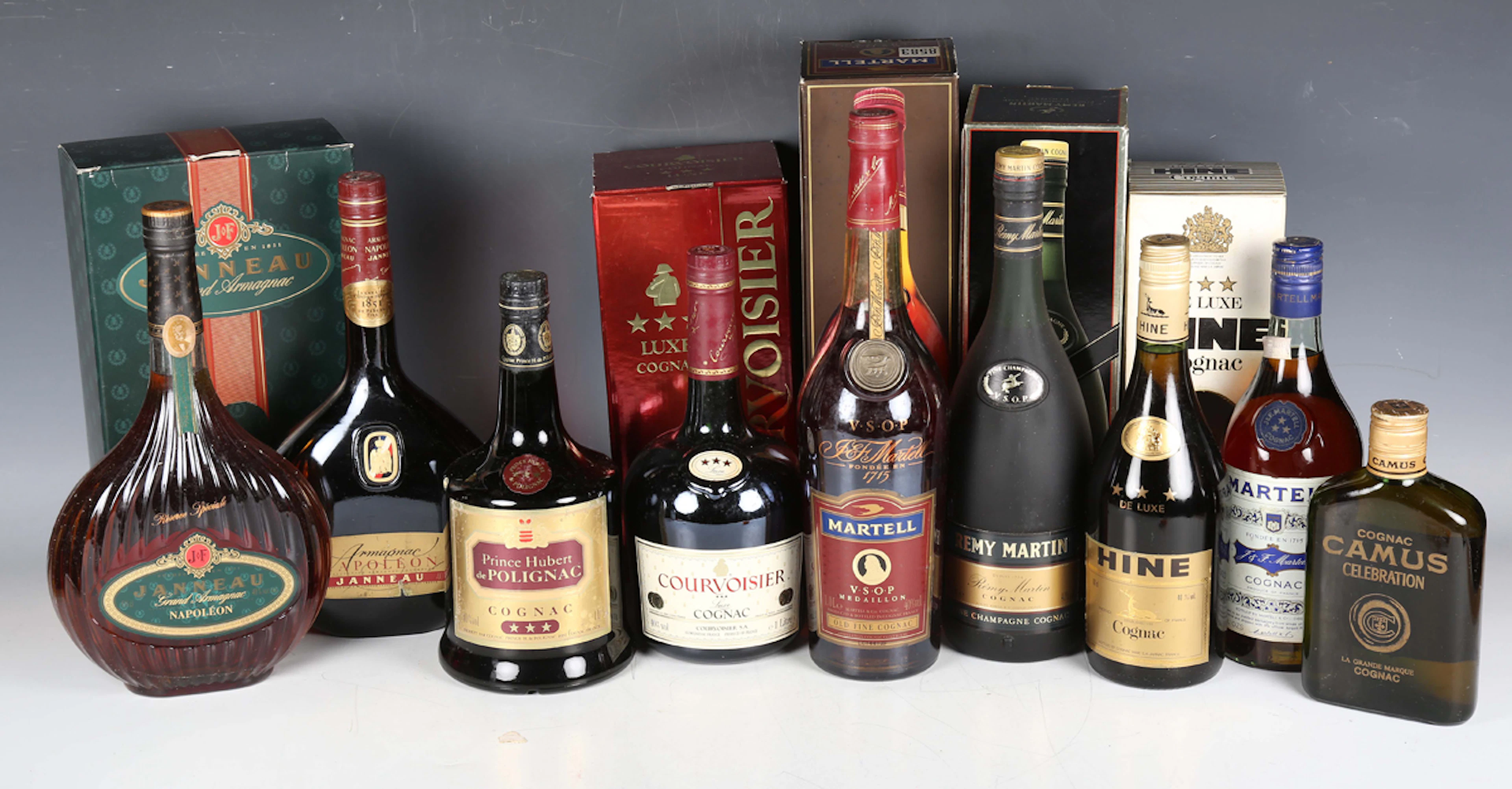 Courvoisier Luxe Cognac, litre, boxed (1), Martell VSOP Old Fine Cognac