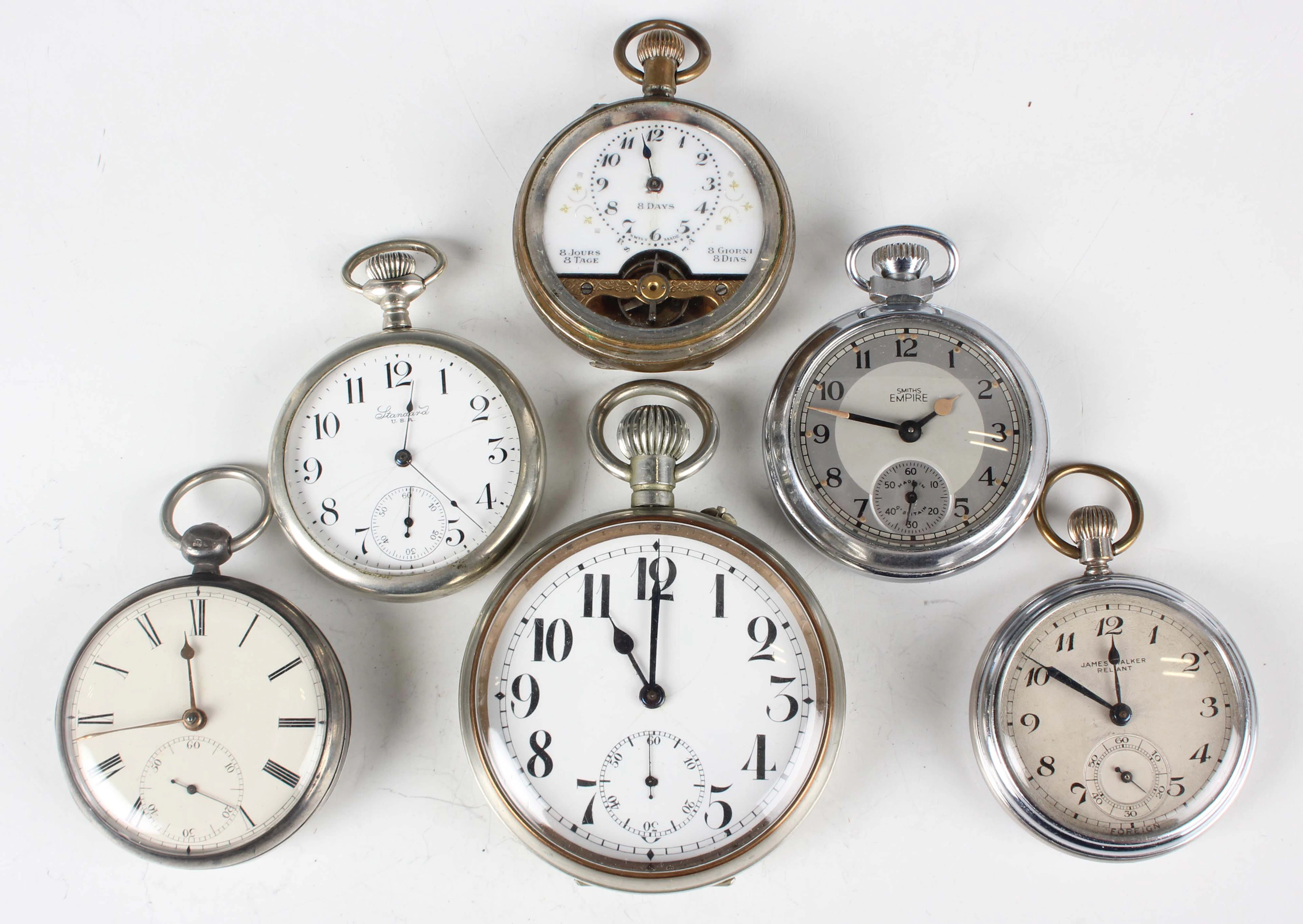 An early 20th century nickel plated cased keyless wind open-faced