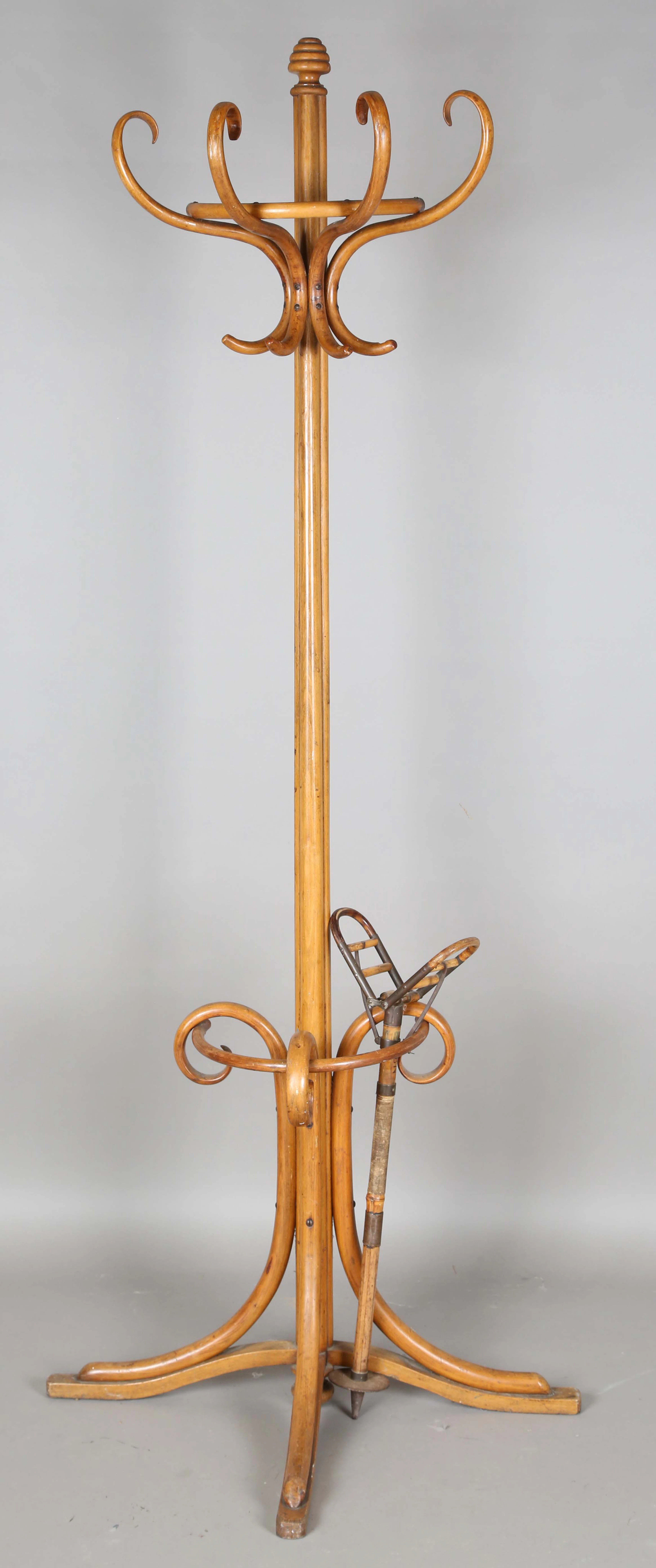 An early 20th century bentwood hatstand, possibly Thonet, height 210cm