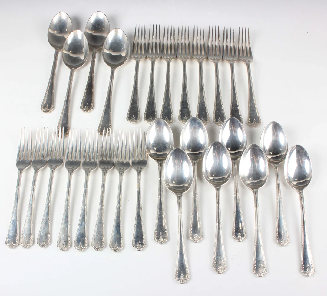 An Elizabeth II part canteen of silver Louis XVI pattern cutlery