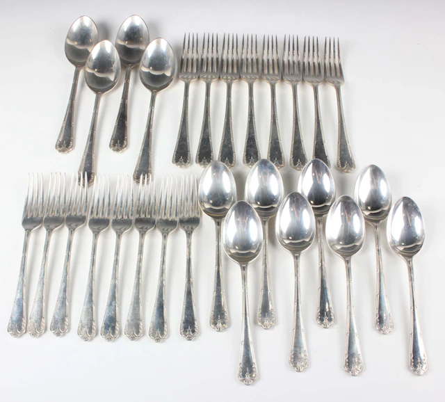 An Elizabeth II part canteen of silver Louis XVI pattern cutlery