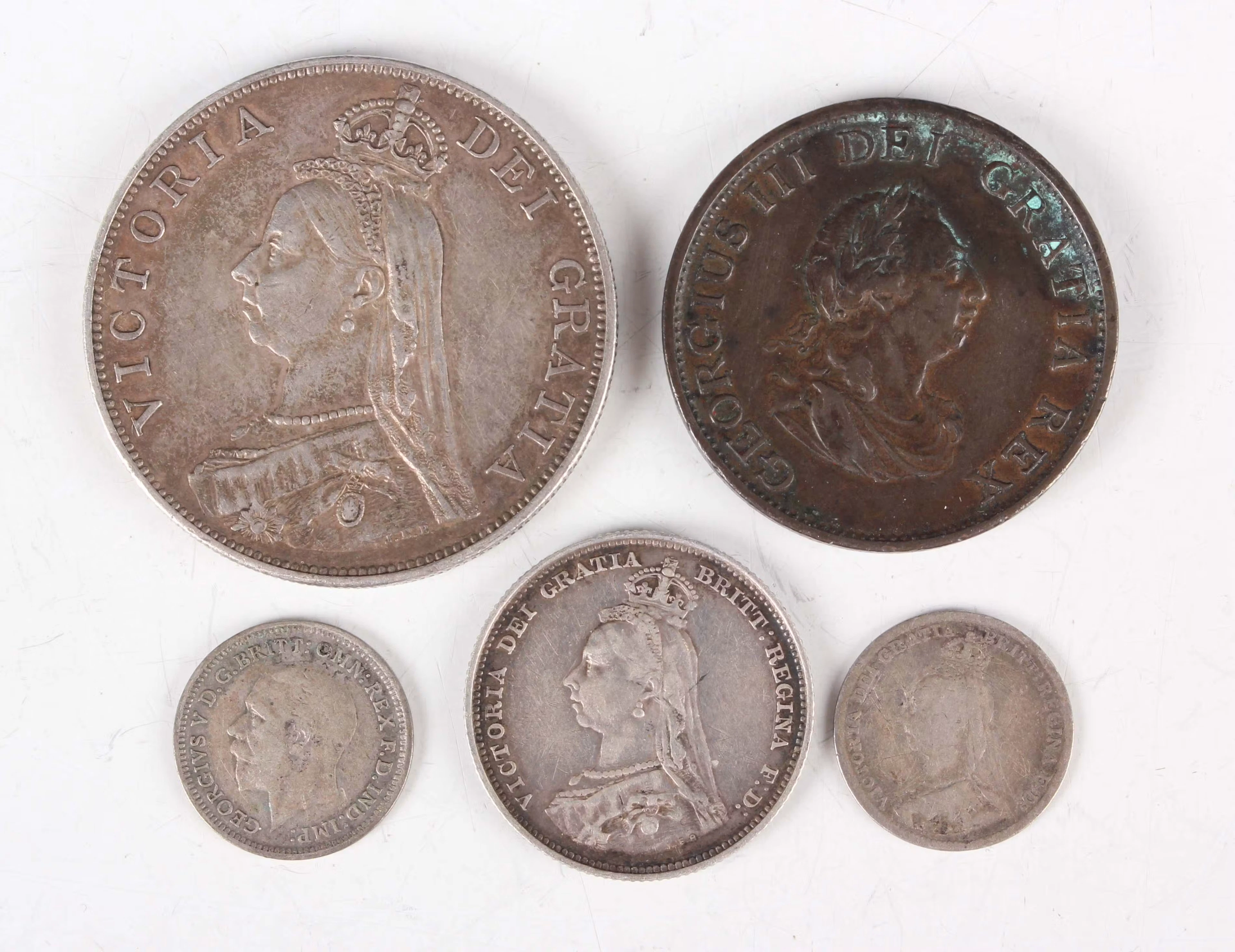 A small group of Georgian and later coinage, including a Victoria