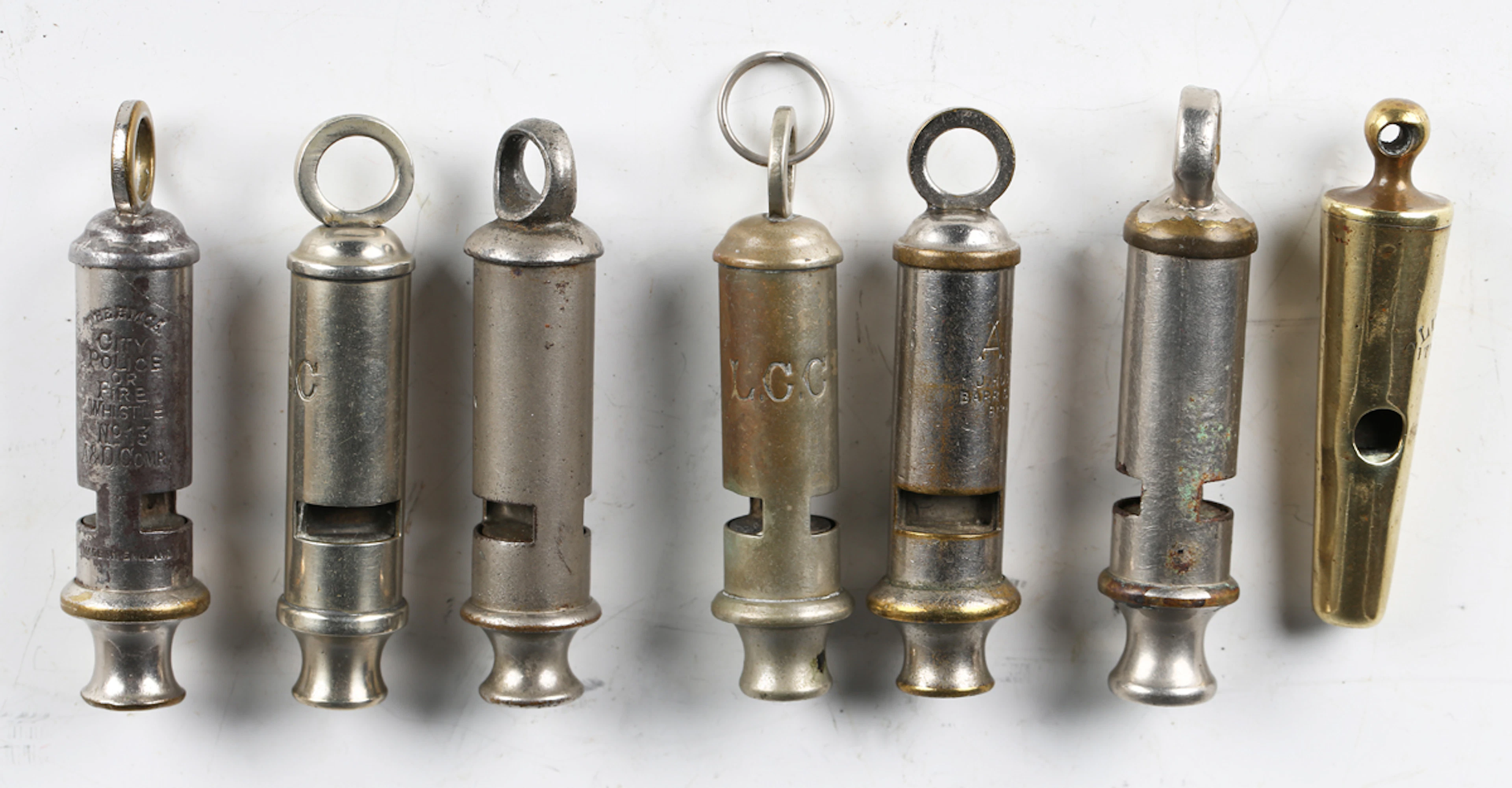 A late 19th century Beaufort type brass whistle, detailed 'Liverpool